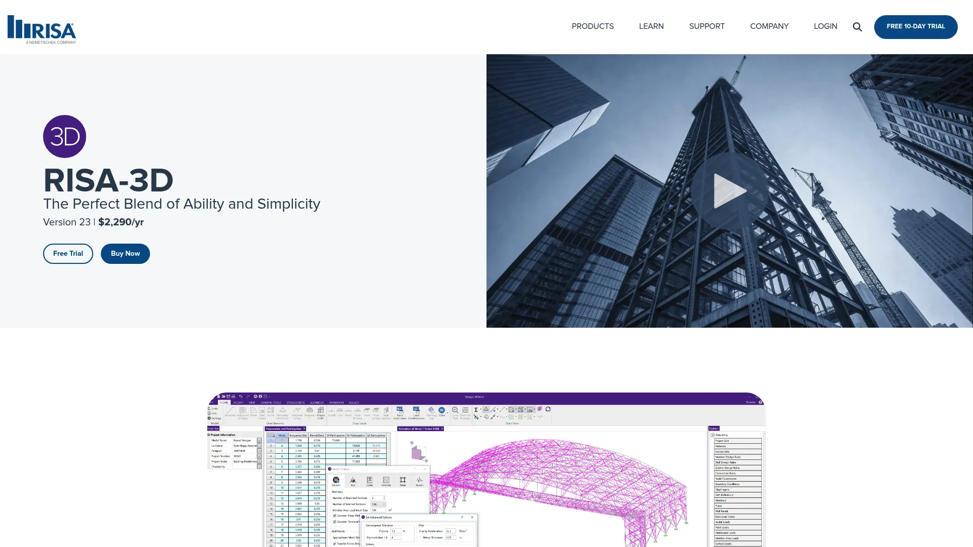 RISA-3D structural analysis and design software
