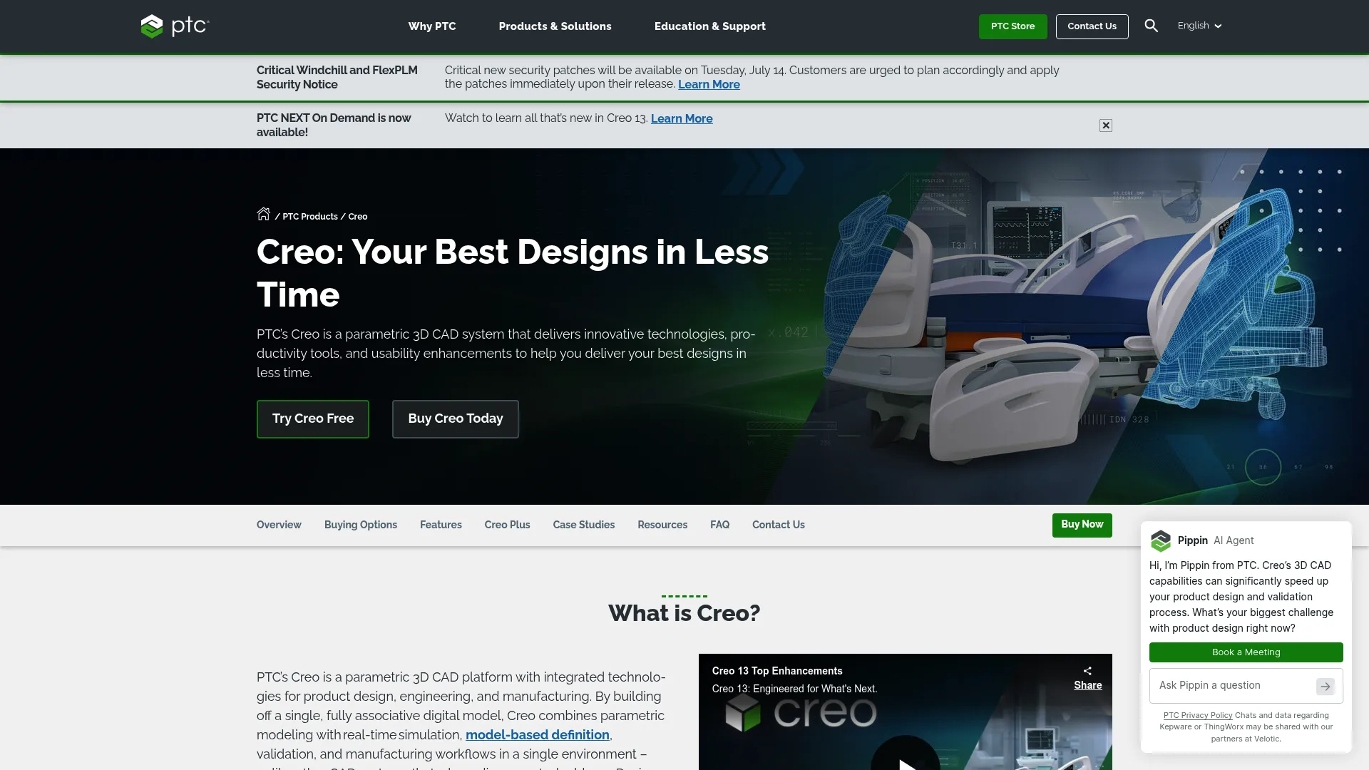 PTC Creo product interface