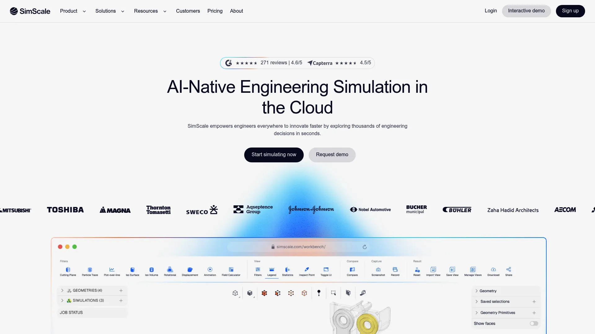 SimScale cloud-based simulation platform homepage