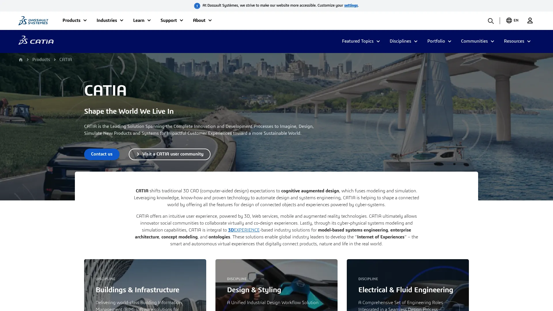 CATIA 3D design software homepage