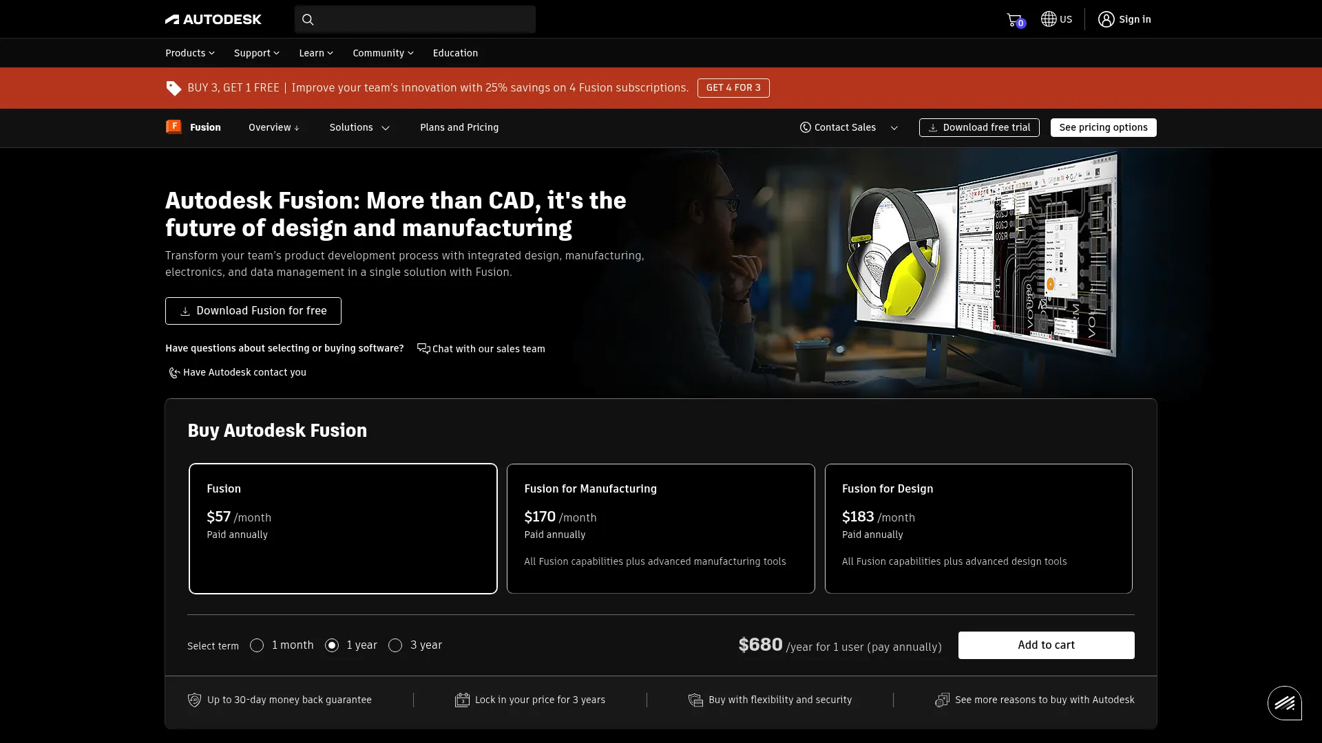 Autodesk Fusion CAD/CAM interface showing a 3D part model