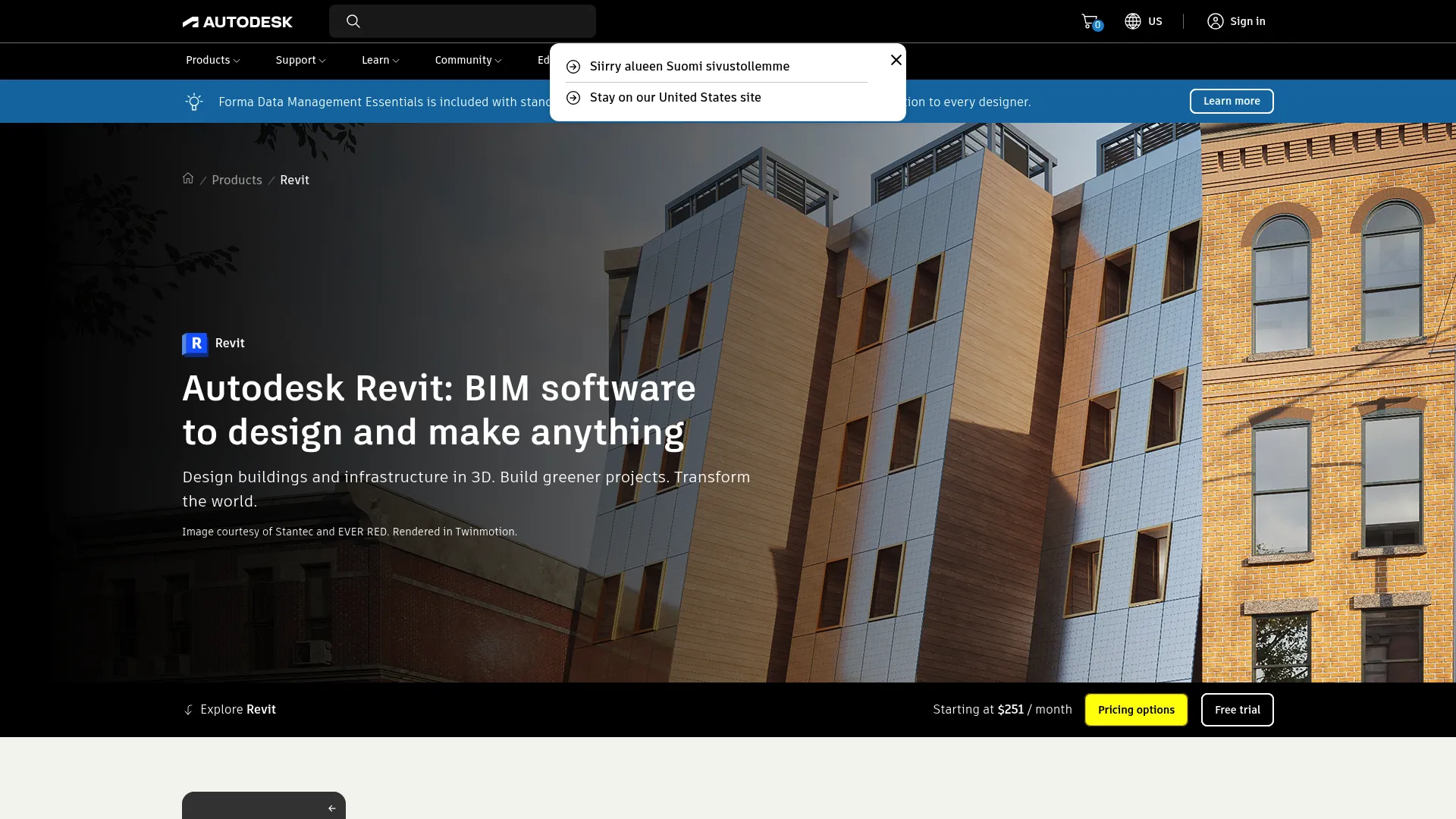 Autodesk Revit product overview page
