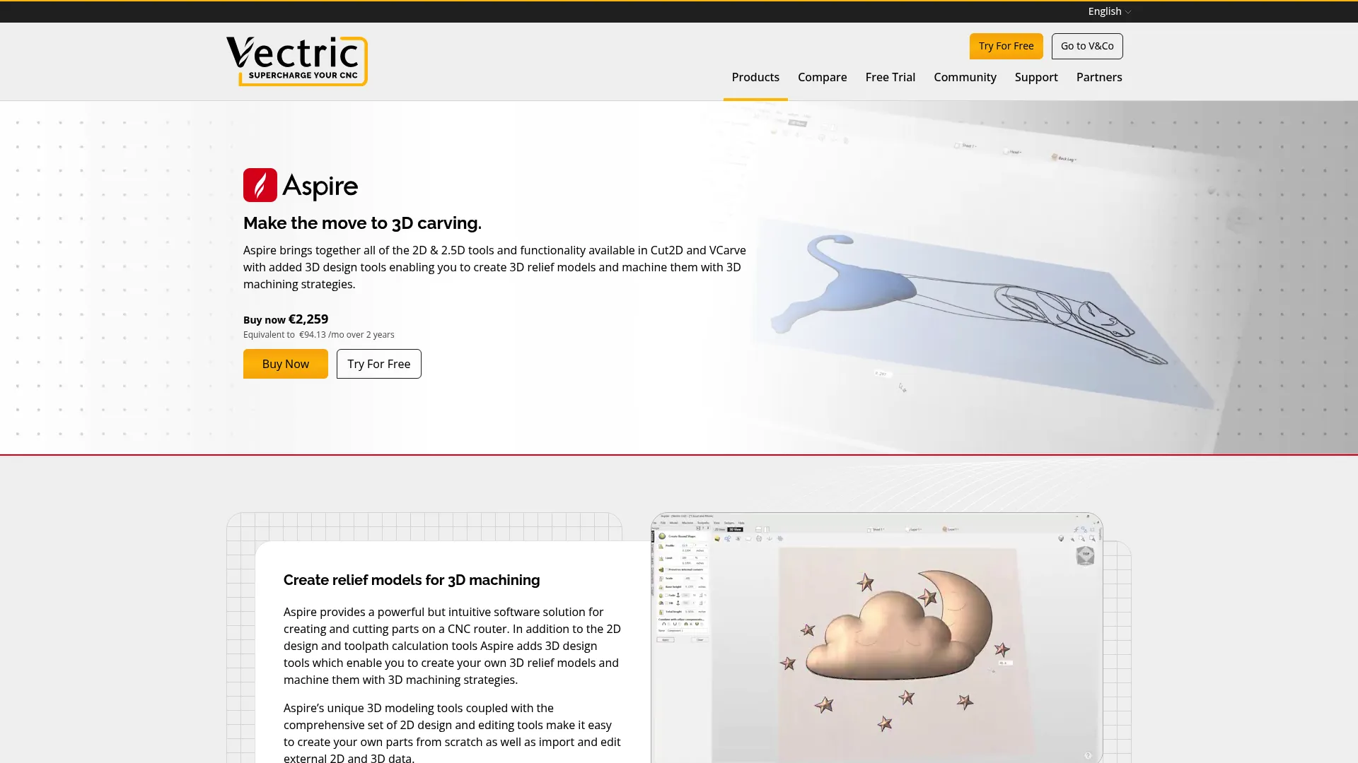 Vectric Aspire router and 3D relief design software