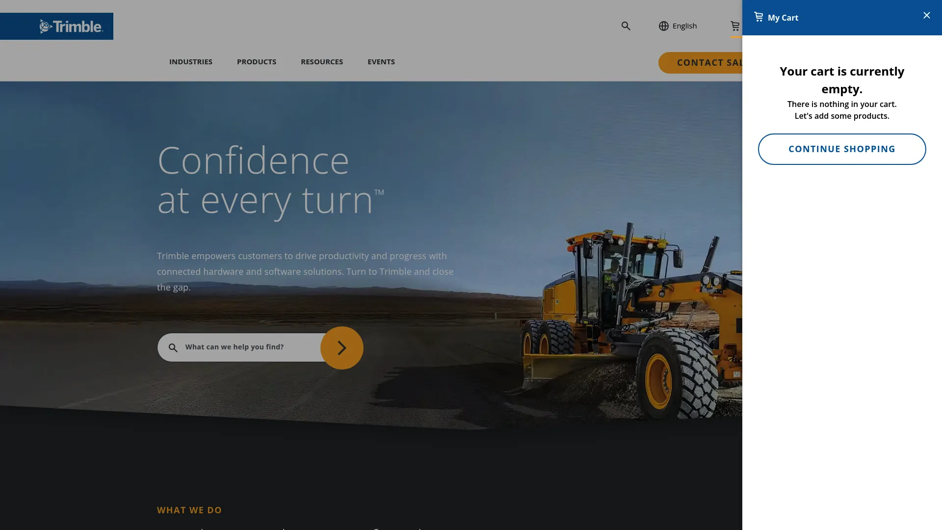 Trimble homepage showing connected construction and geospatial technology