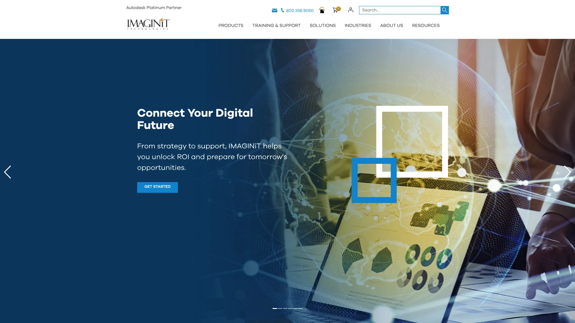 IMAGINiT homepage showing Autodesk-focused design technology services