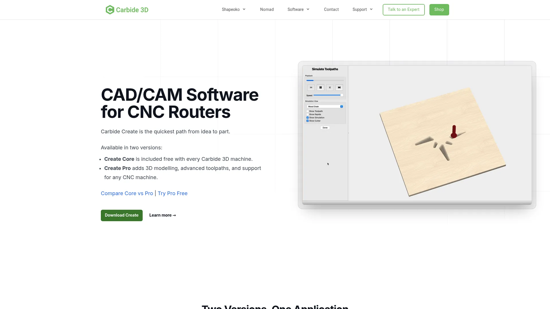 Carbide Create CAD/CAM software homepage