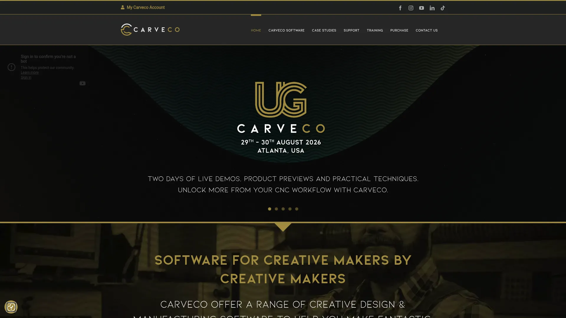Carveco CNC design and carving software homepage