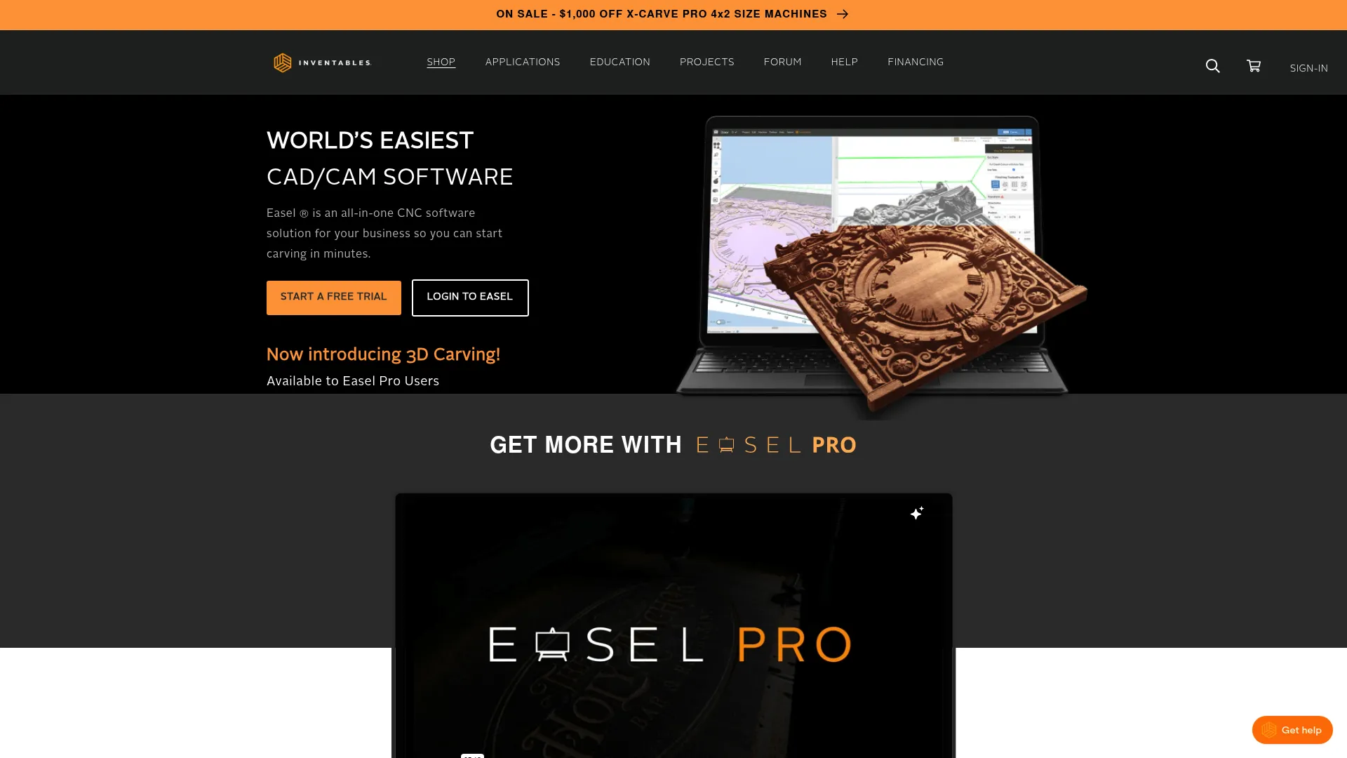 Easel browser-based CNC software homepage