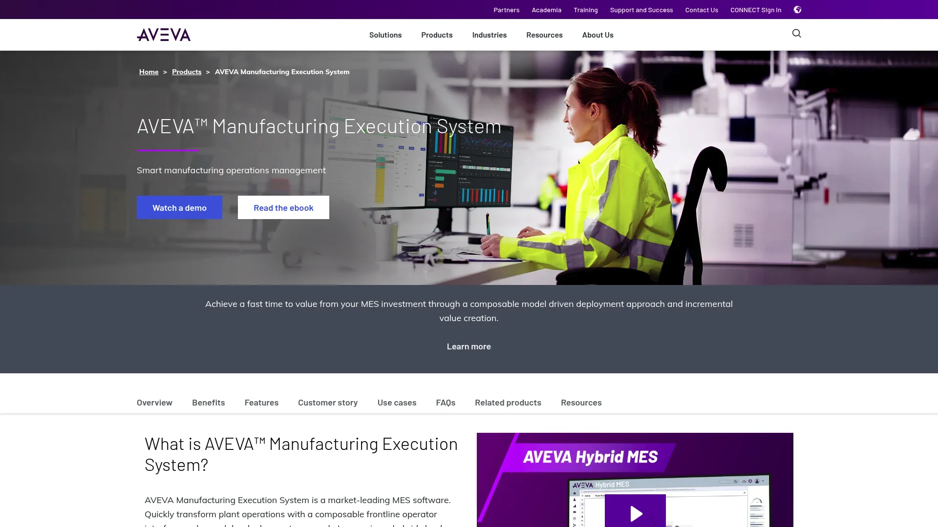 AVEVA Manufacturing Execution System product page