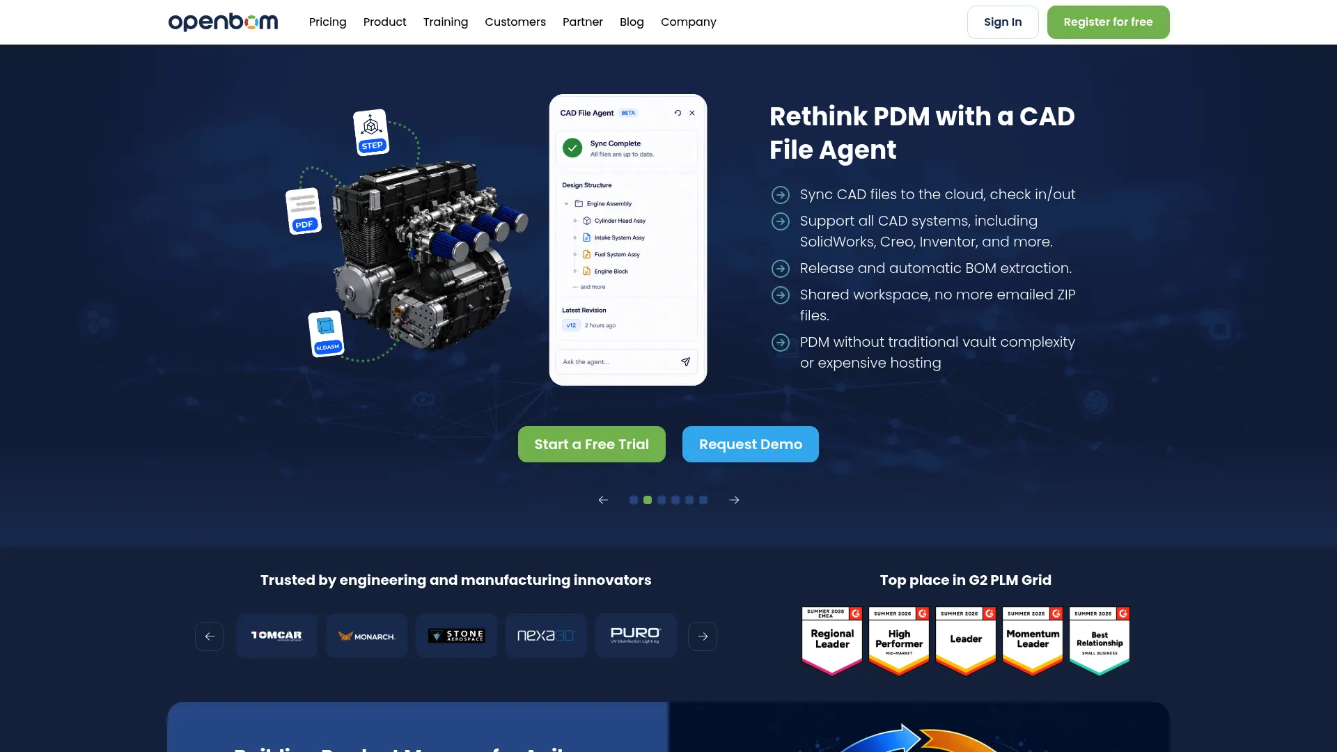 OpenBOM BOM management and PLM platform homepage