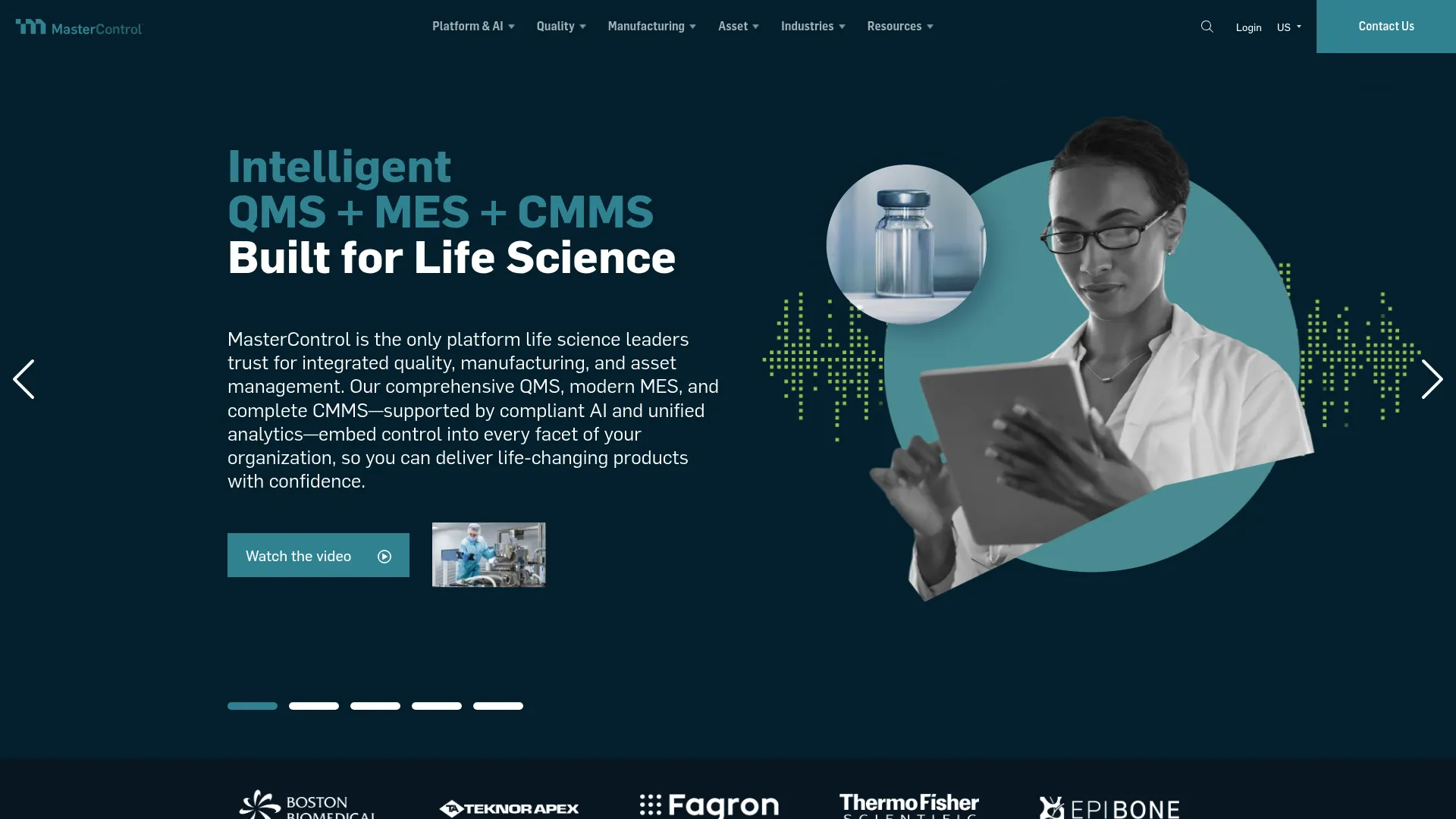 MasterControl quality management software homepage