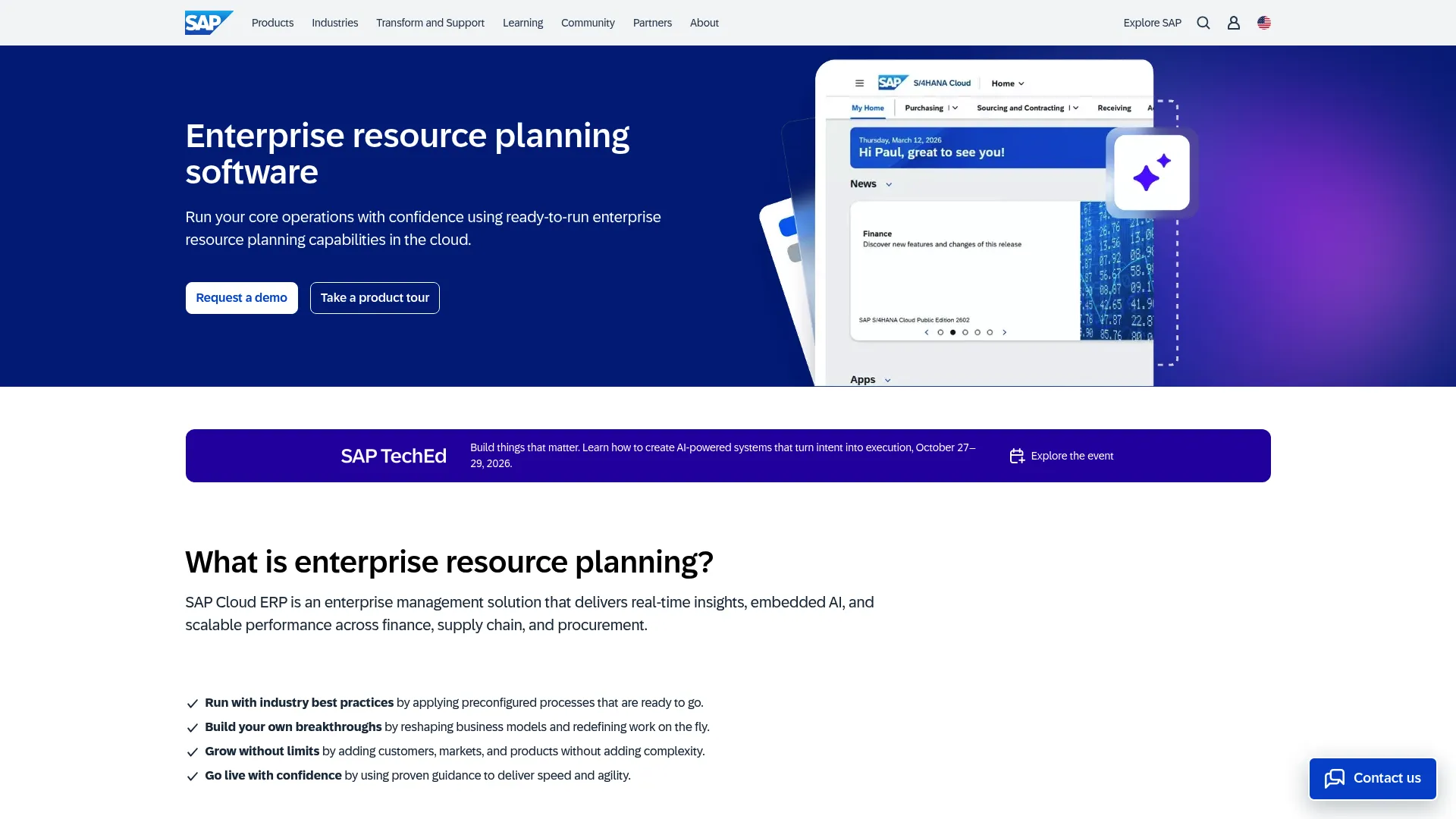 SAP Cloud ERP enterprise platform interface