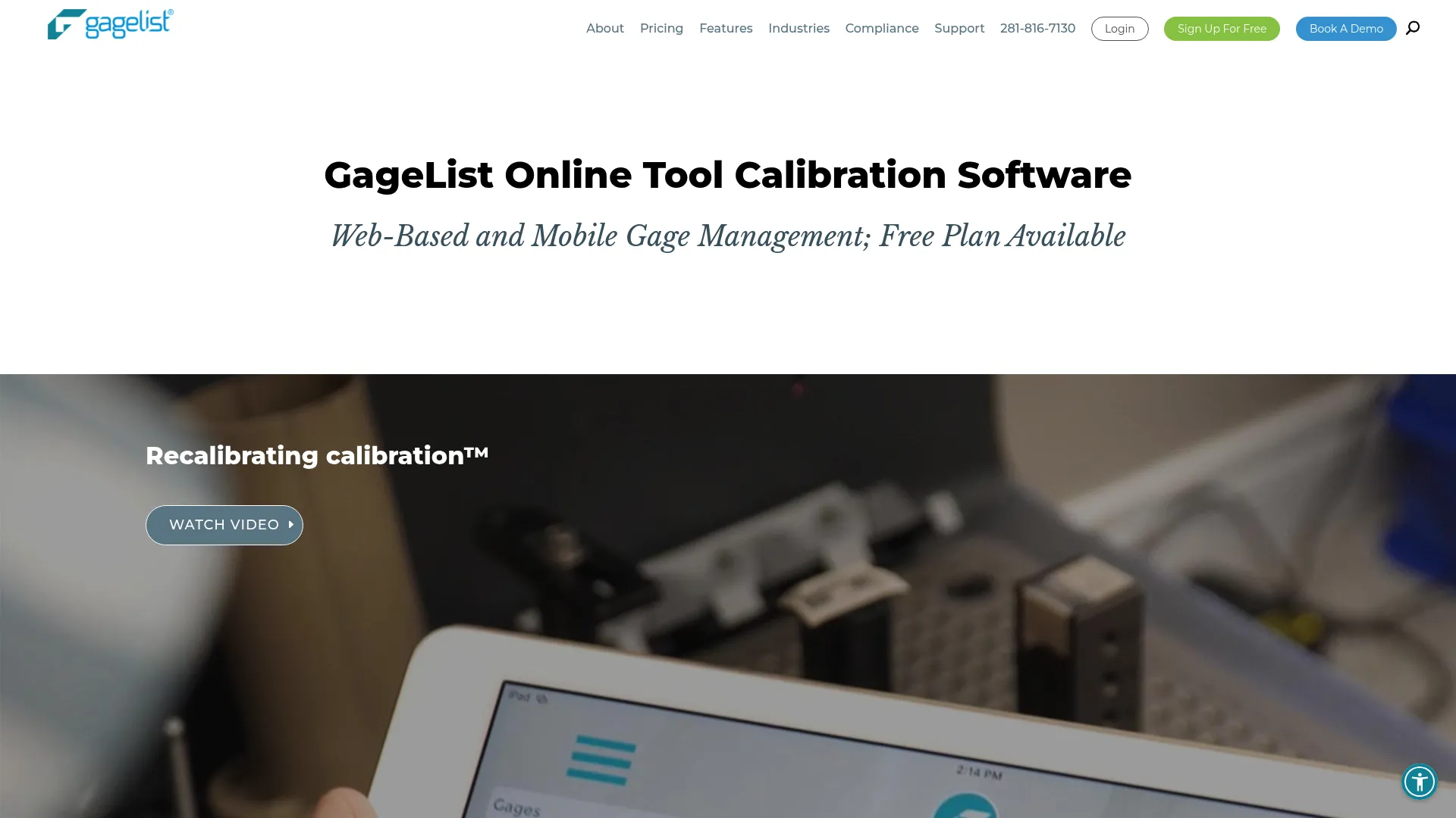 GageList calibration management software dashboard