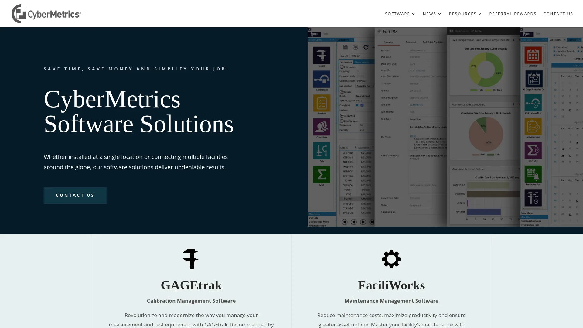 GAGEtrak Pro by Cybermetrics calibration software interface