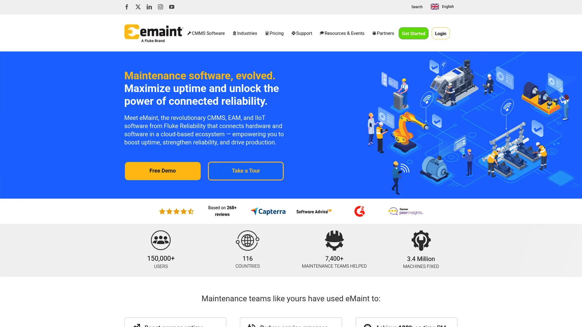 eMaint CMMS and EAM asset management dashboard