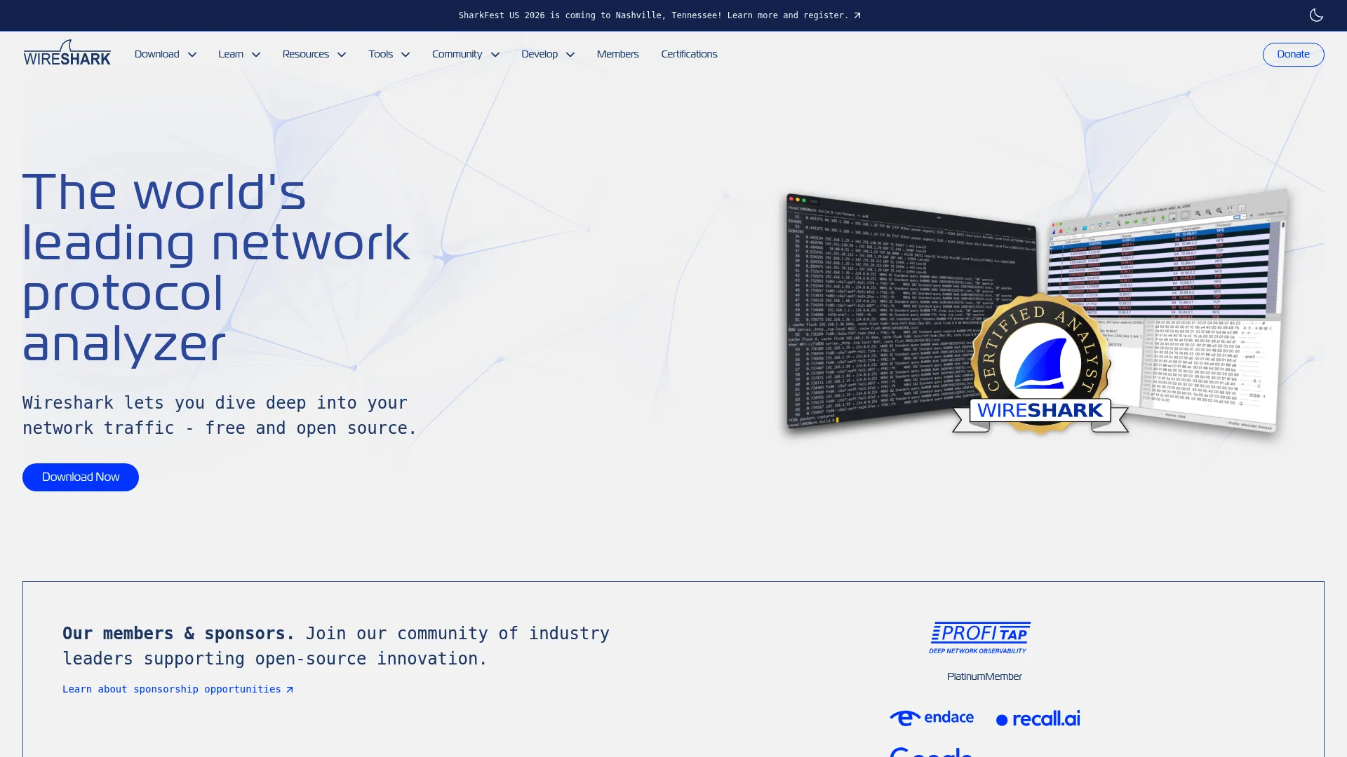 Wireshark network protocol analyzer