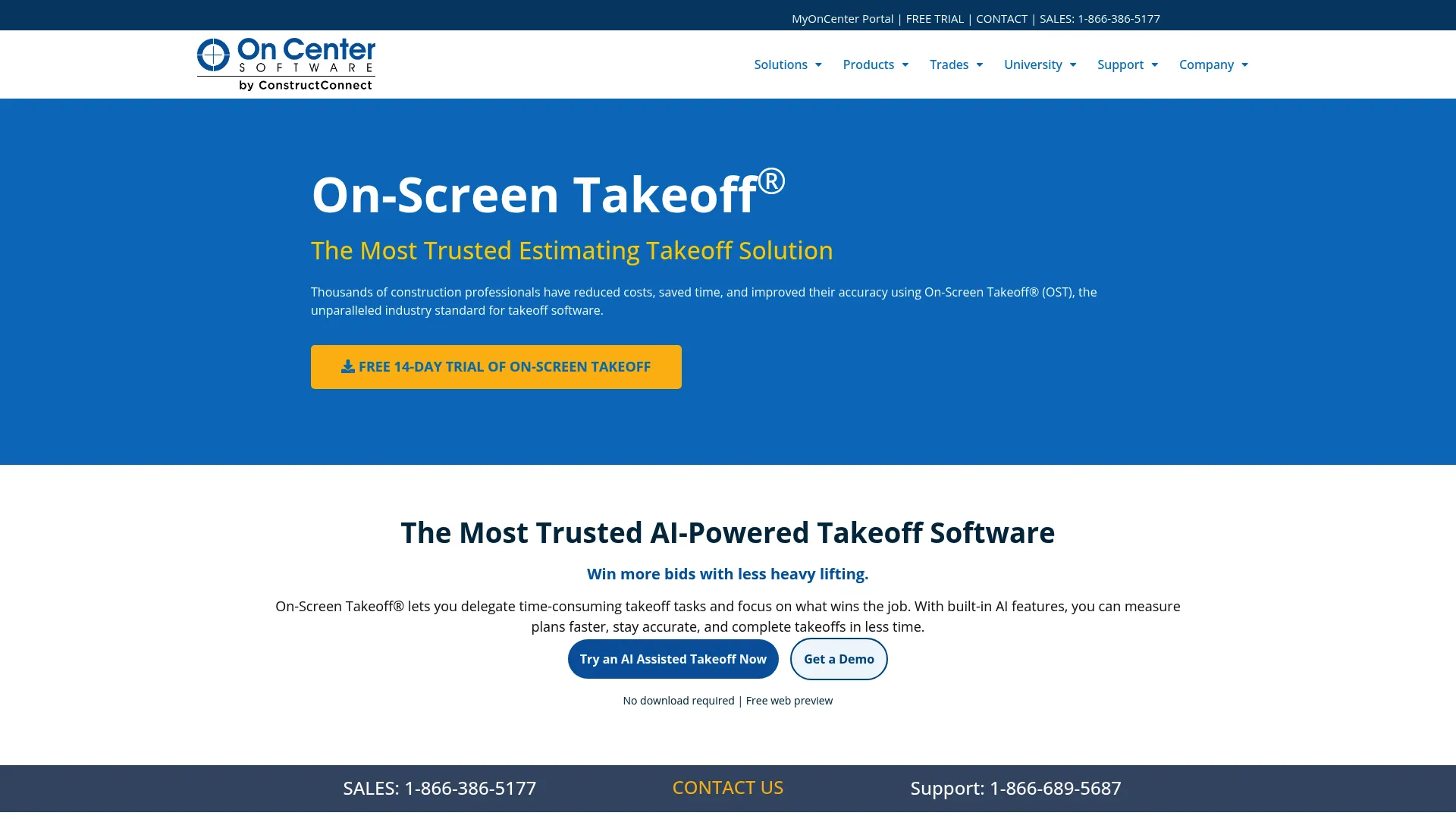 On-Screen Takeoff construction estimating and plan measurement software page