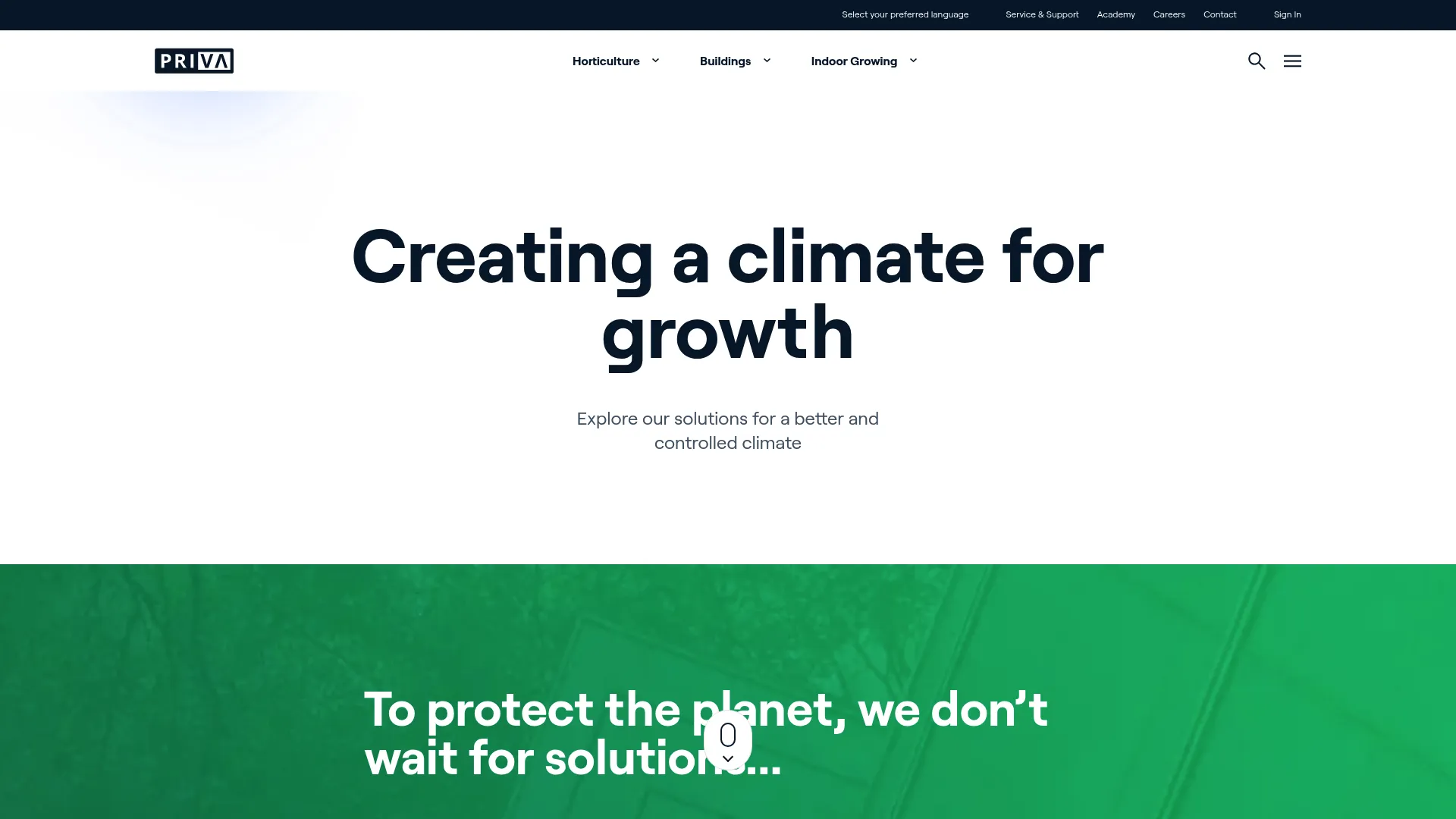 Priva building automation software homepage