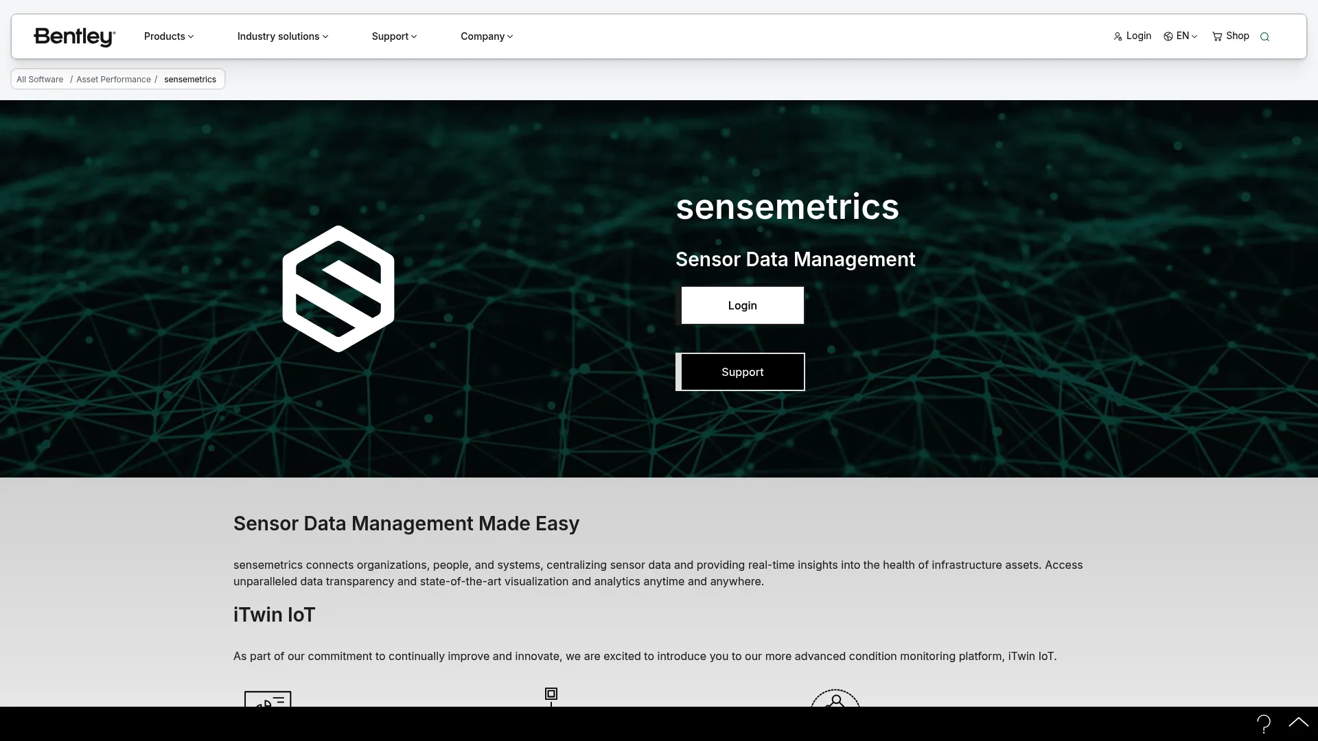 Bentley sensemetrics sensor data management software for infrastructure monitoring