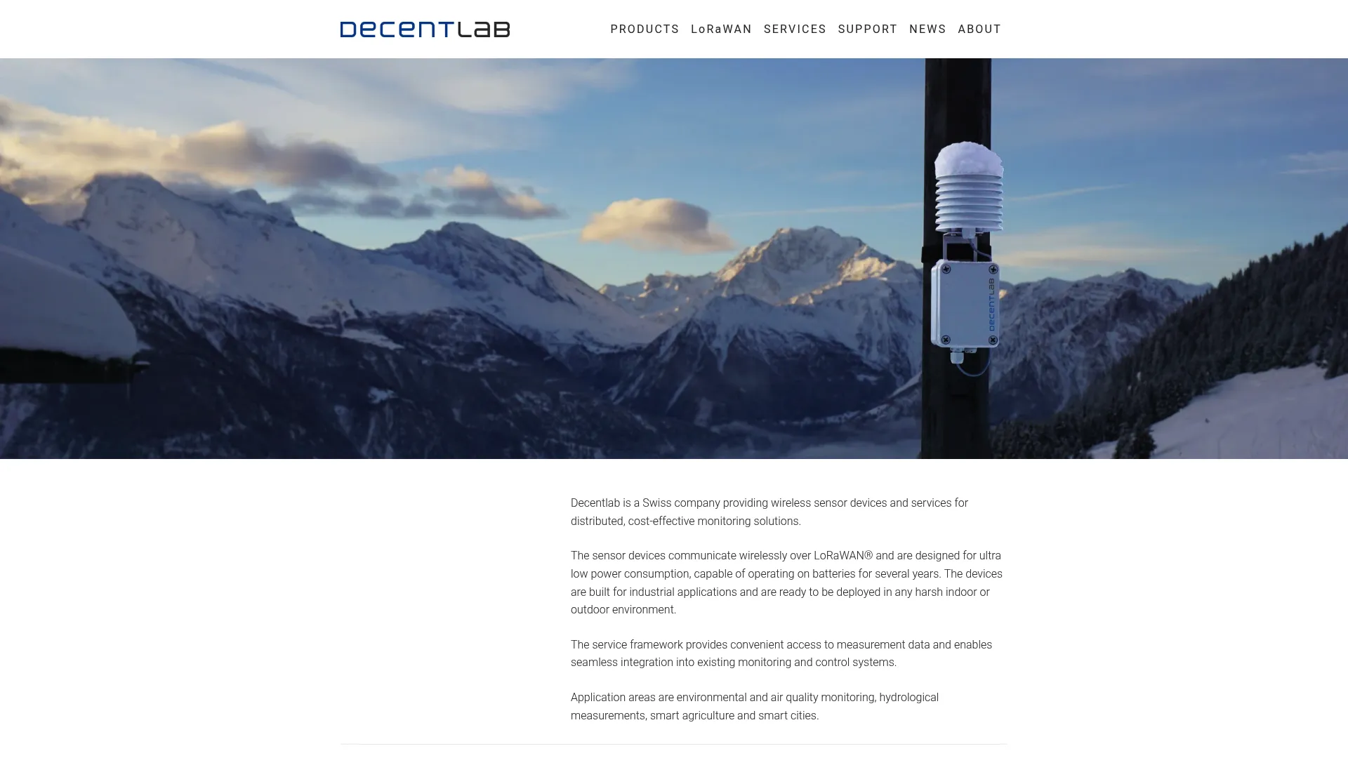 Decentlab Swiss-made wireless LoRaWAN sensor devices and data access platform