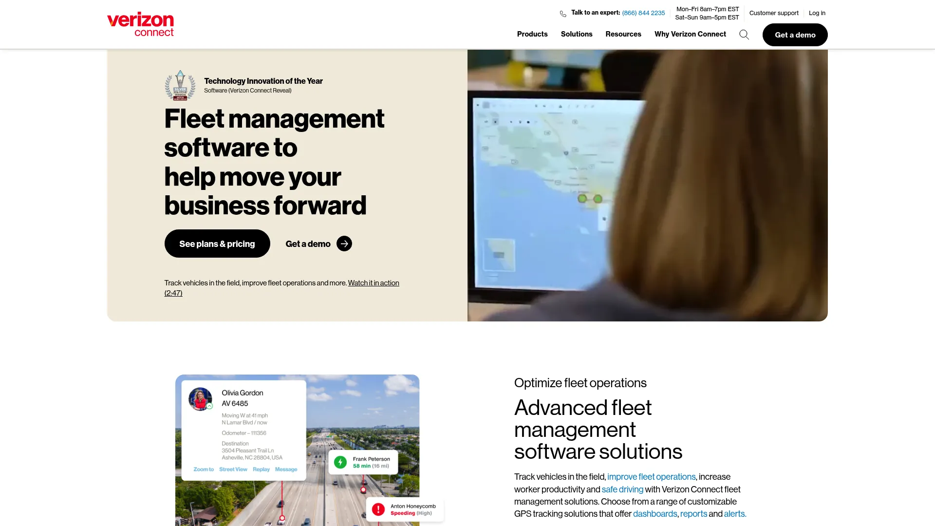 Verizon Connect fleet management platform homepage
