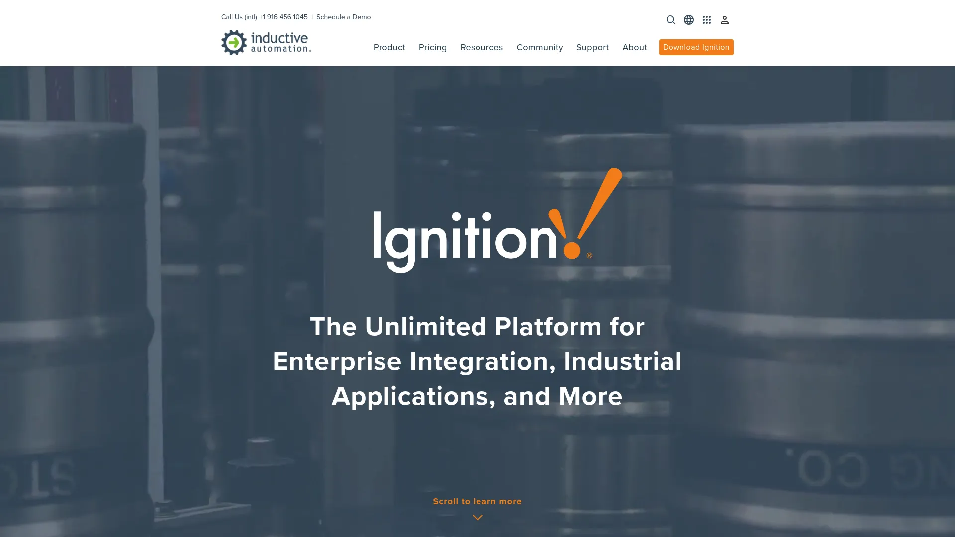 Ignition industrial automation and SCADA platform page