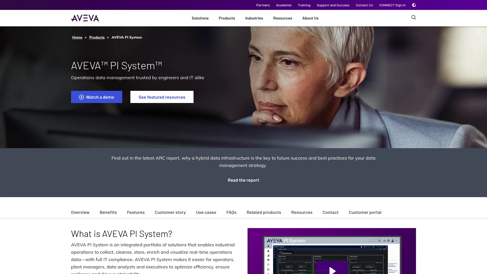 AVEVA PI System industrial operations data platform page
