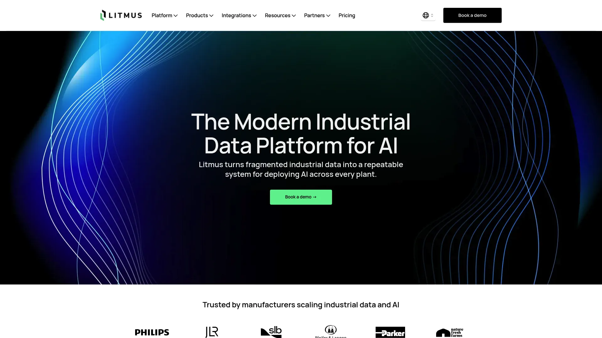 Litmus industrial edge data platform homepage