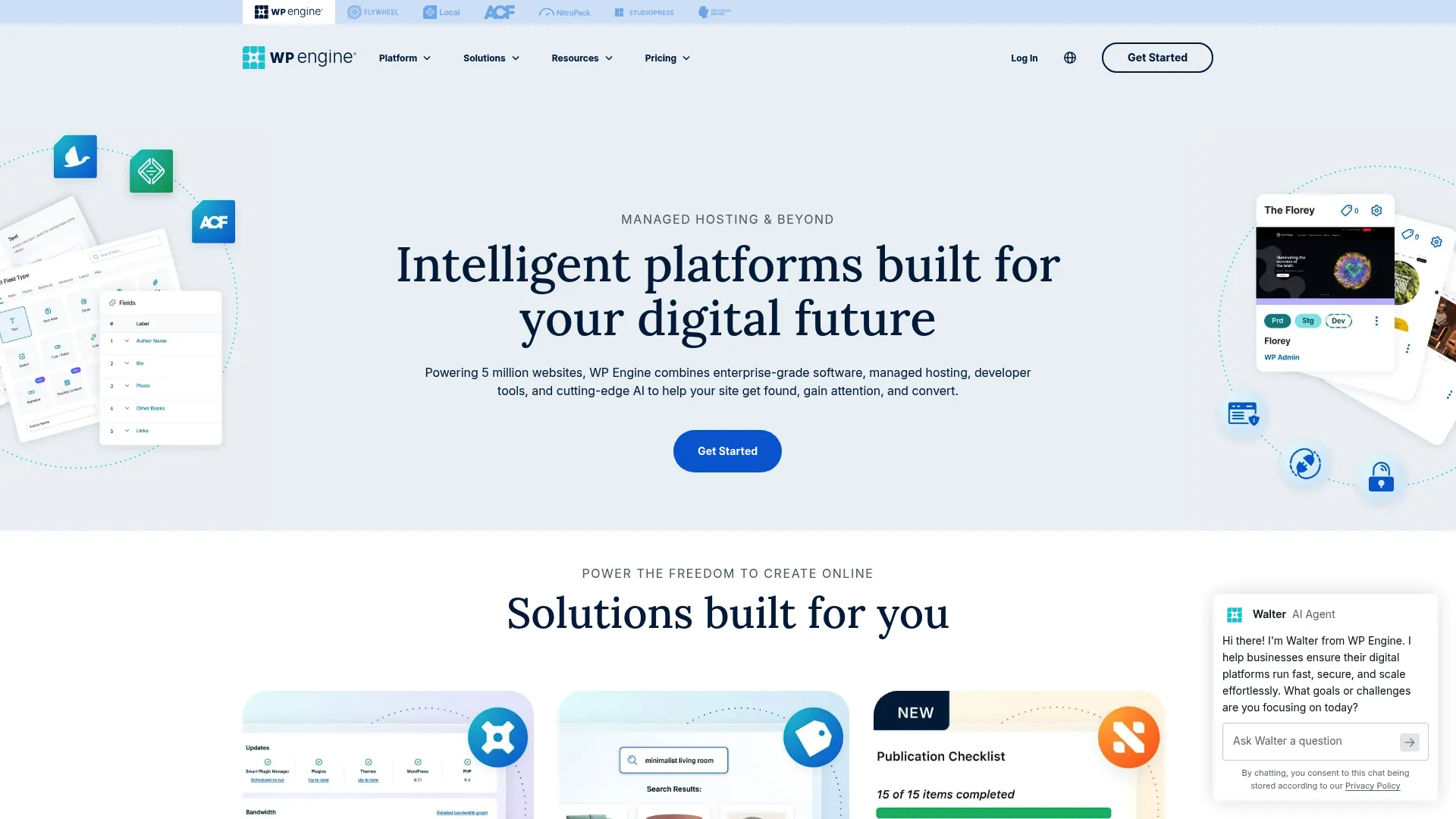 WP Engine managed WordPress hosting homepage