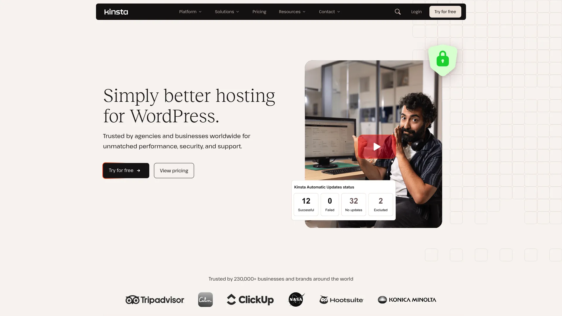 Kinsta managed WordPress hosting homepage