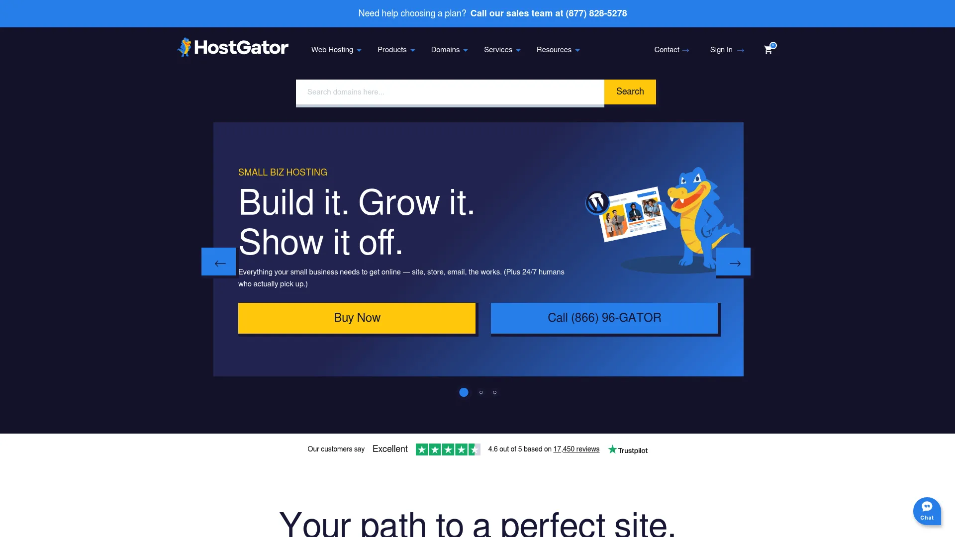 HostGator homepage screenshot