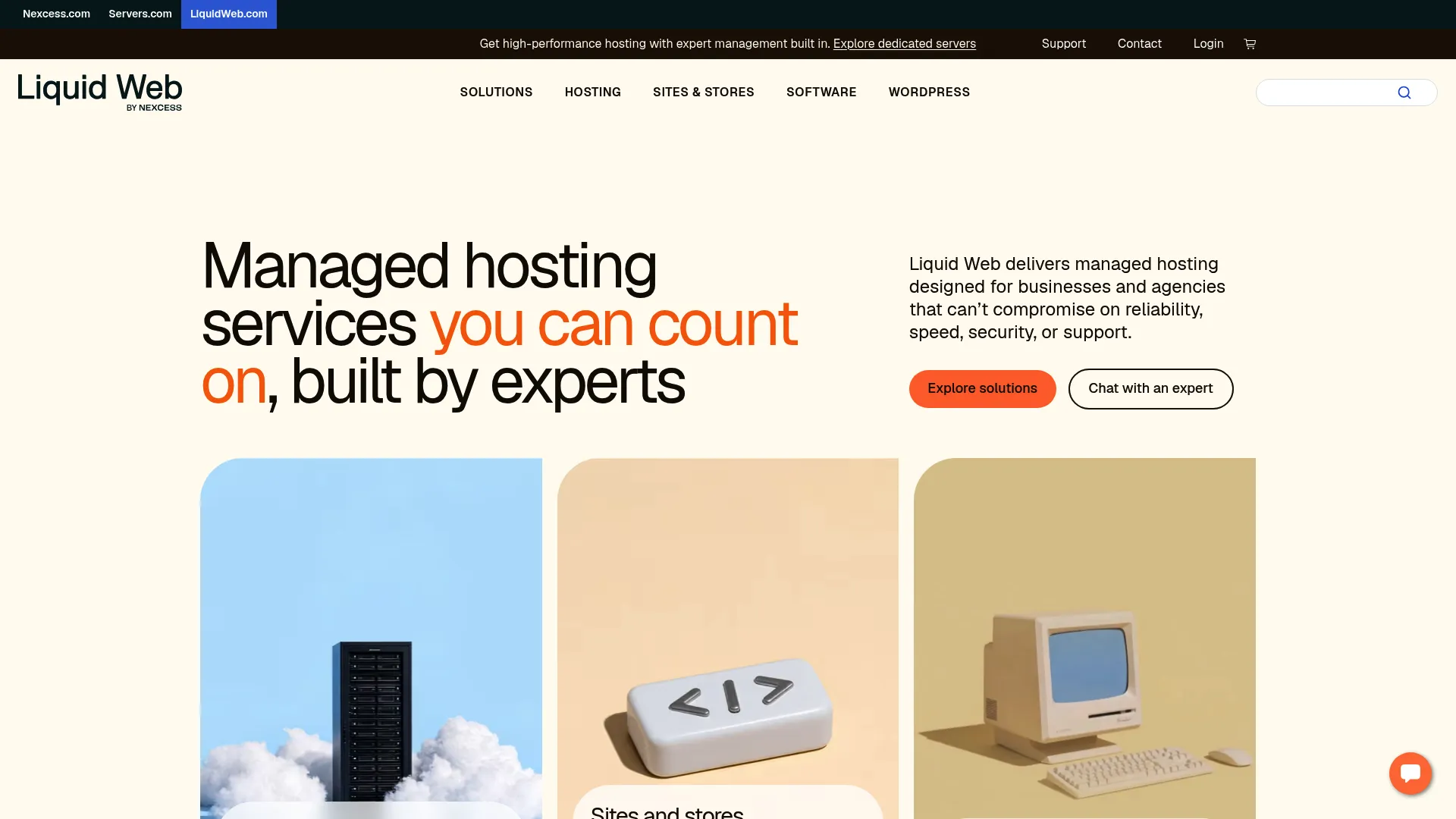 Liquid Web dedicated server hosting homepage