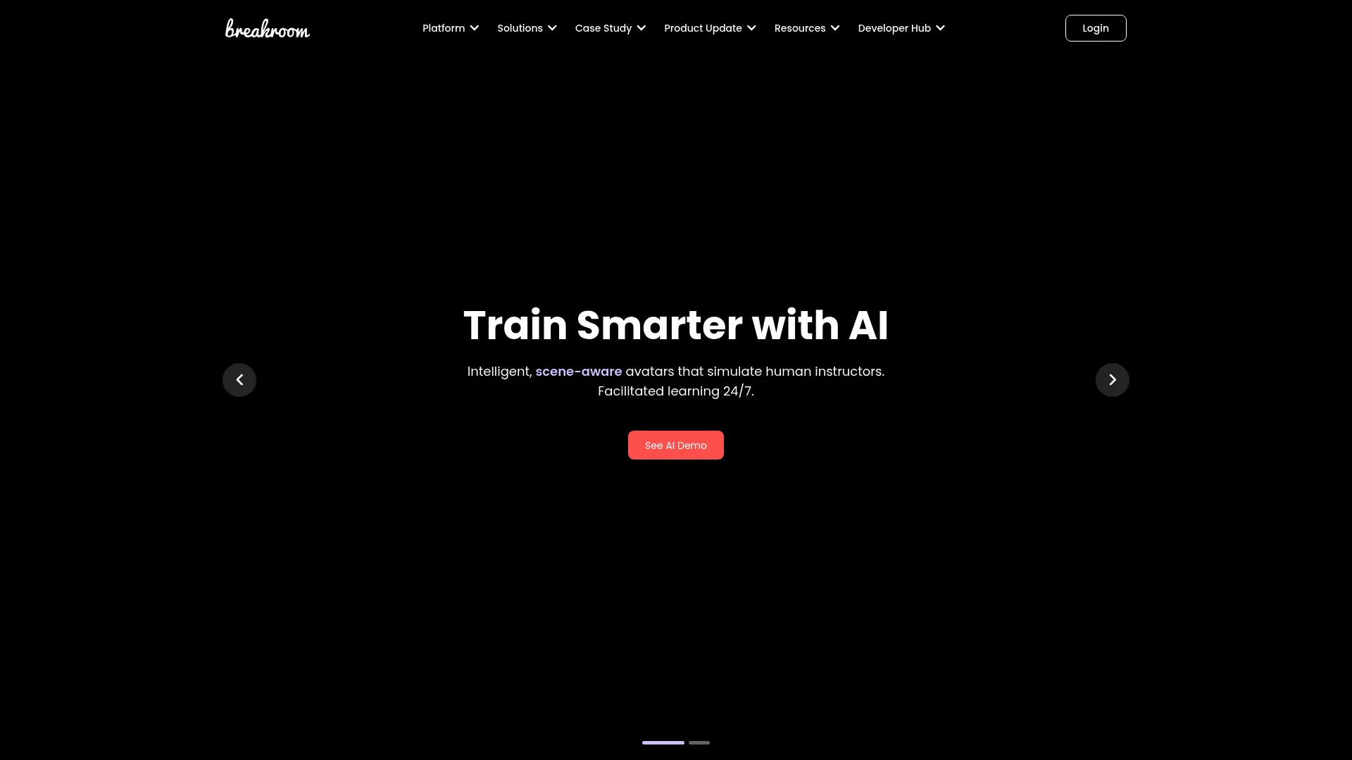 Breakroom immersive collaborative training and simulation platform homepage