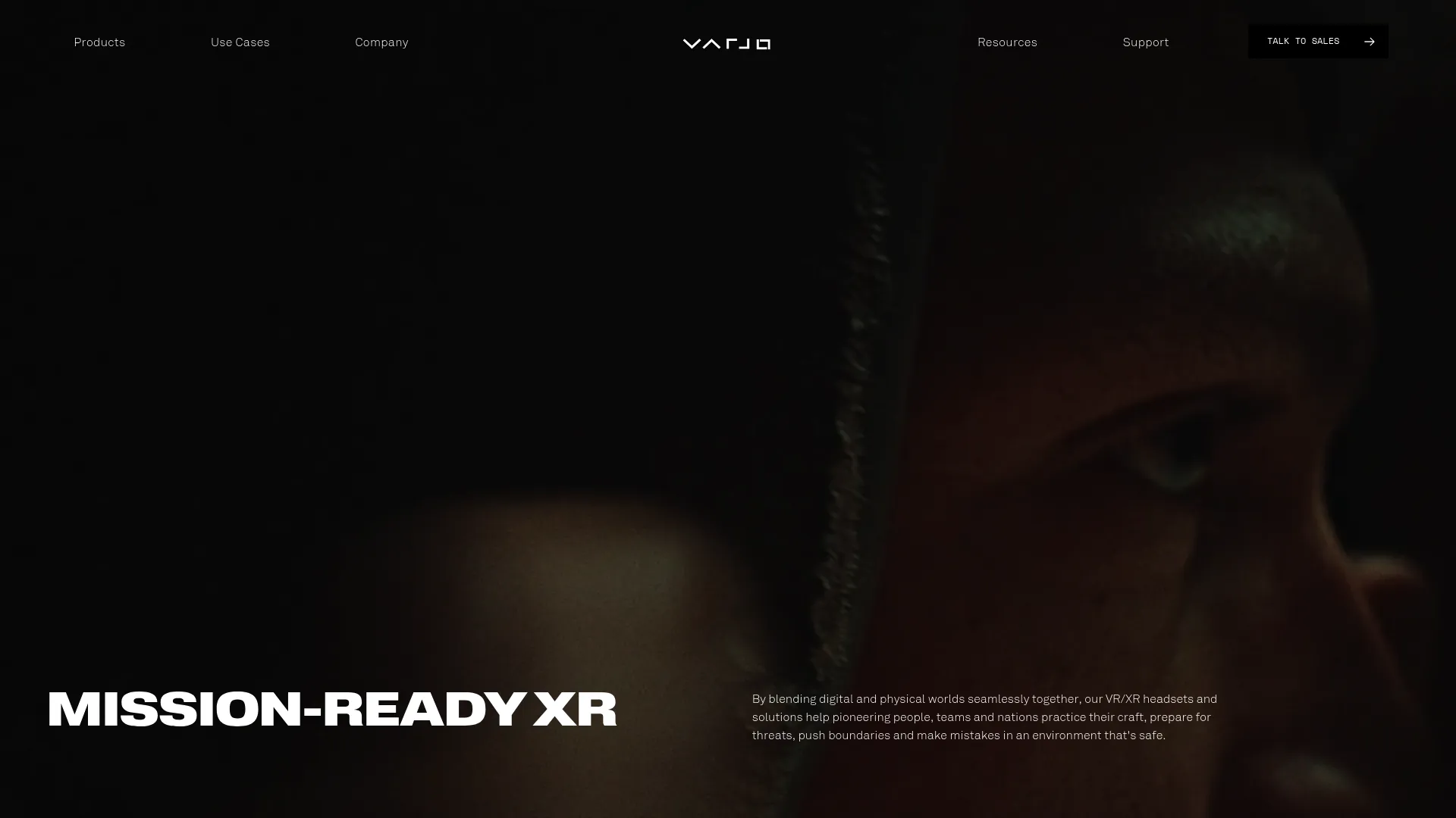Varjo high-fidelity XR headset and software homepage