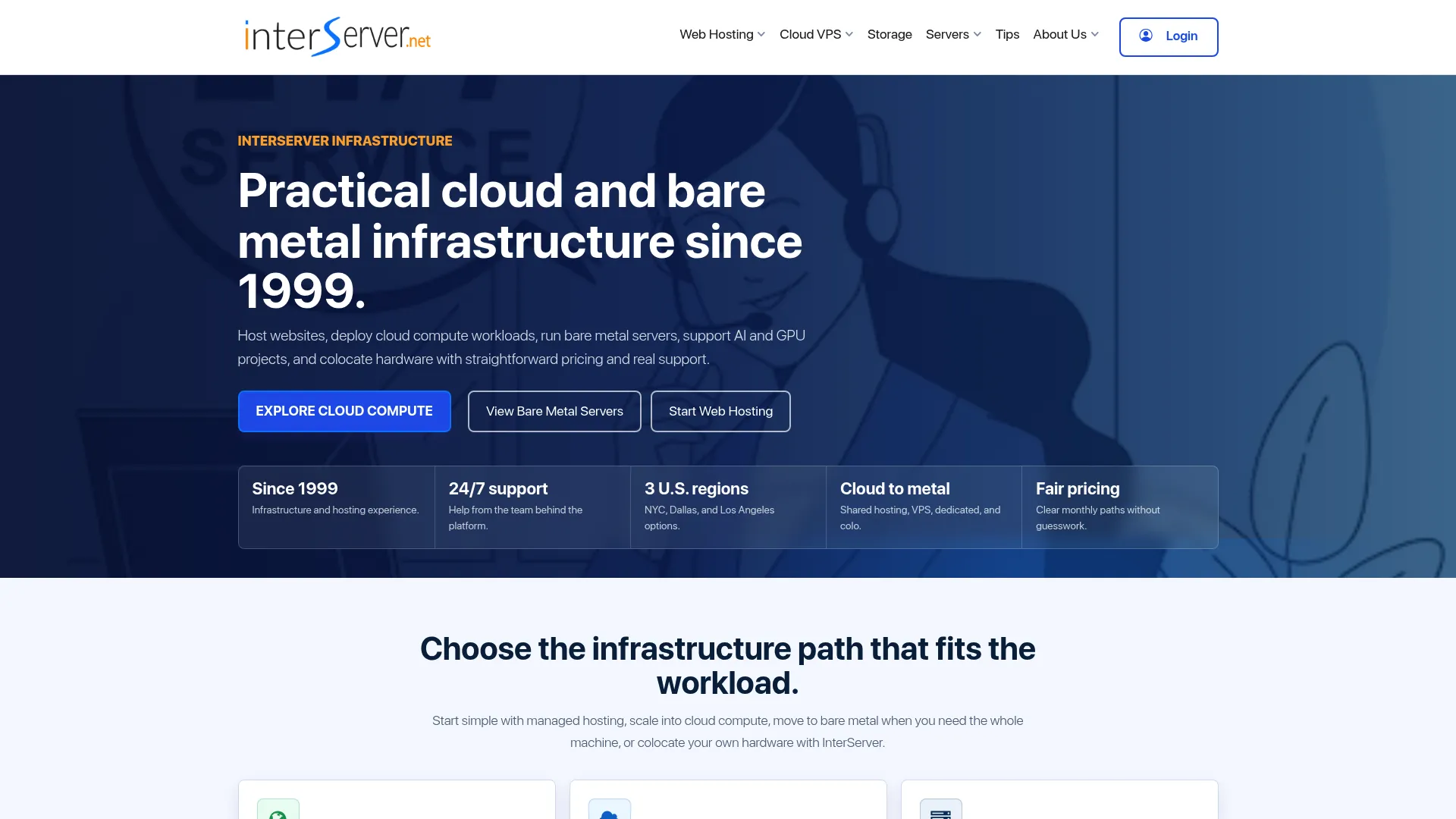 InterServer dedicated server hosting homepage
