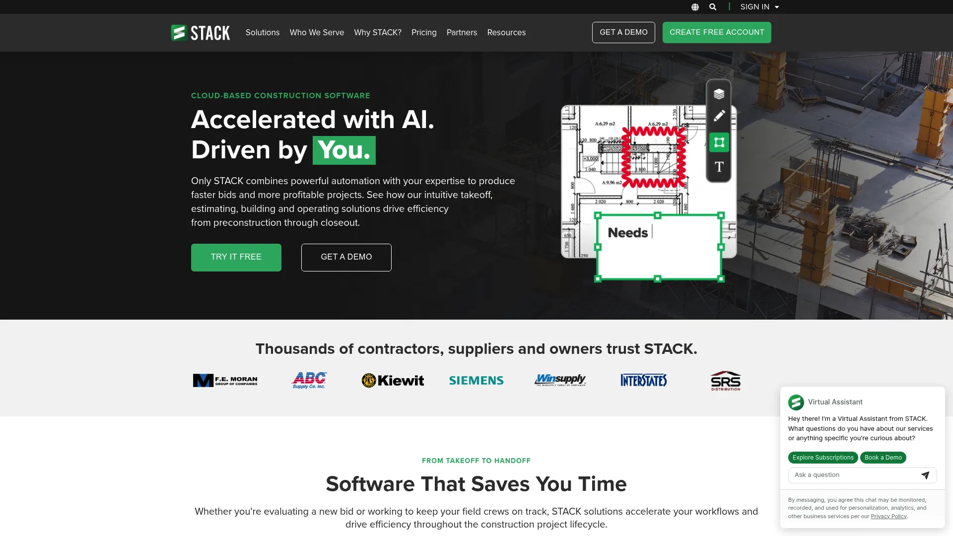 STACK cloud construction takeoff and estimating software homepage