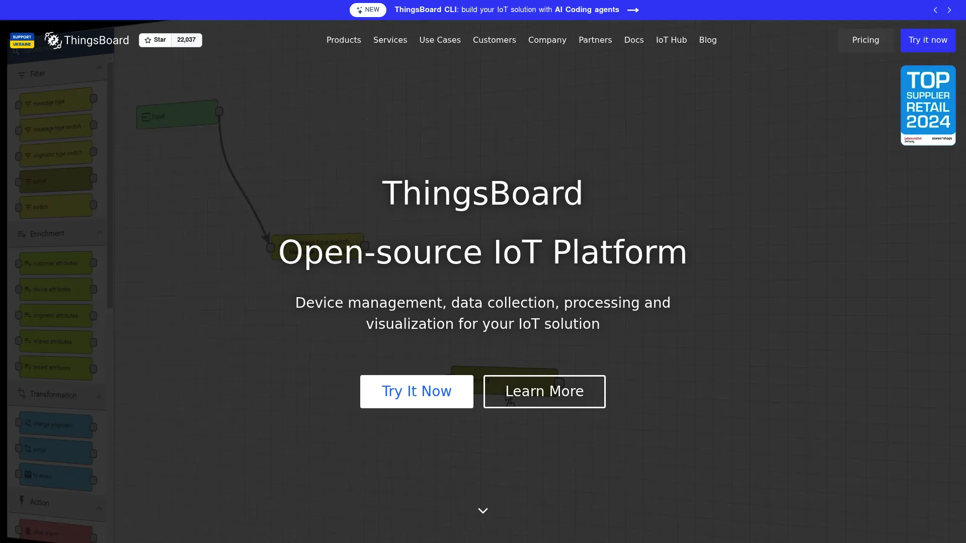 ThingsBoard IoT platform dashboard and device management interface