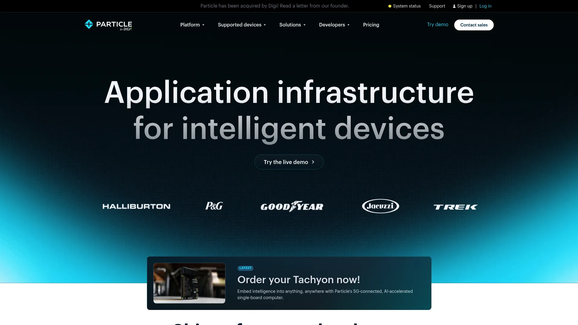 Particle IoT platform device cloud and fleet management interface