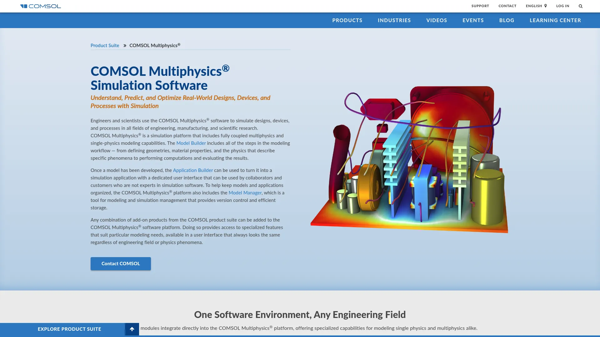 COMSOL Multiphysics simulation software homepage