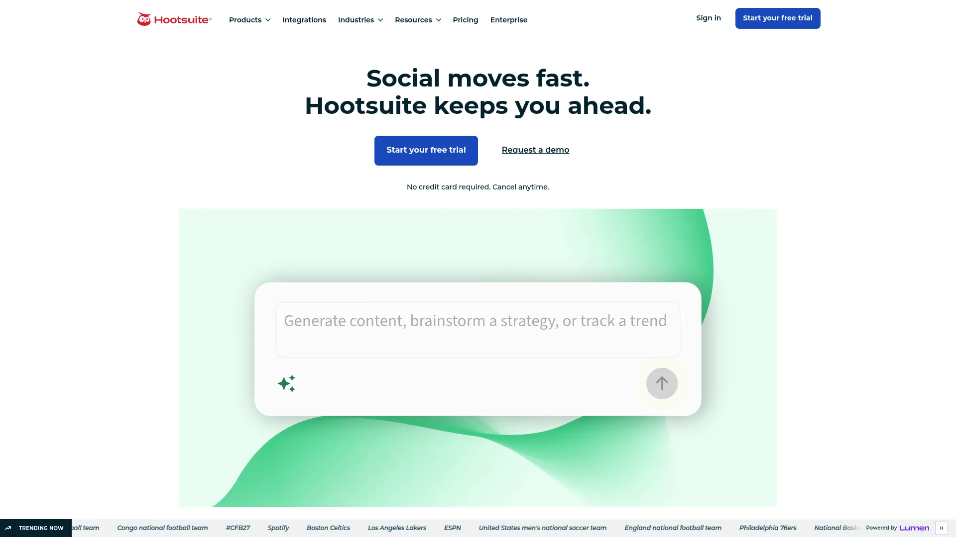 Hootsuite social media dashboard with scheduling and analytics