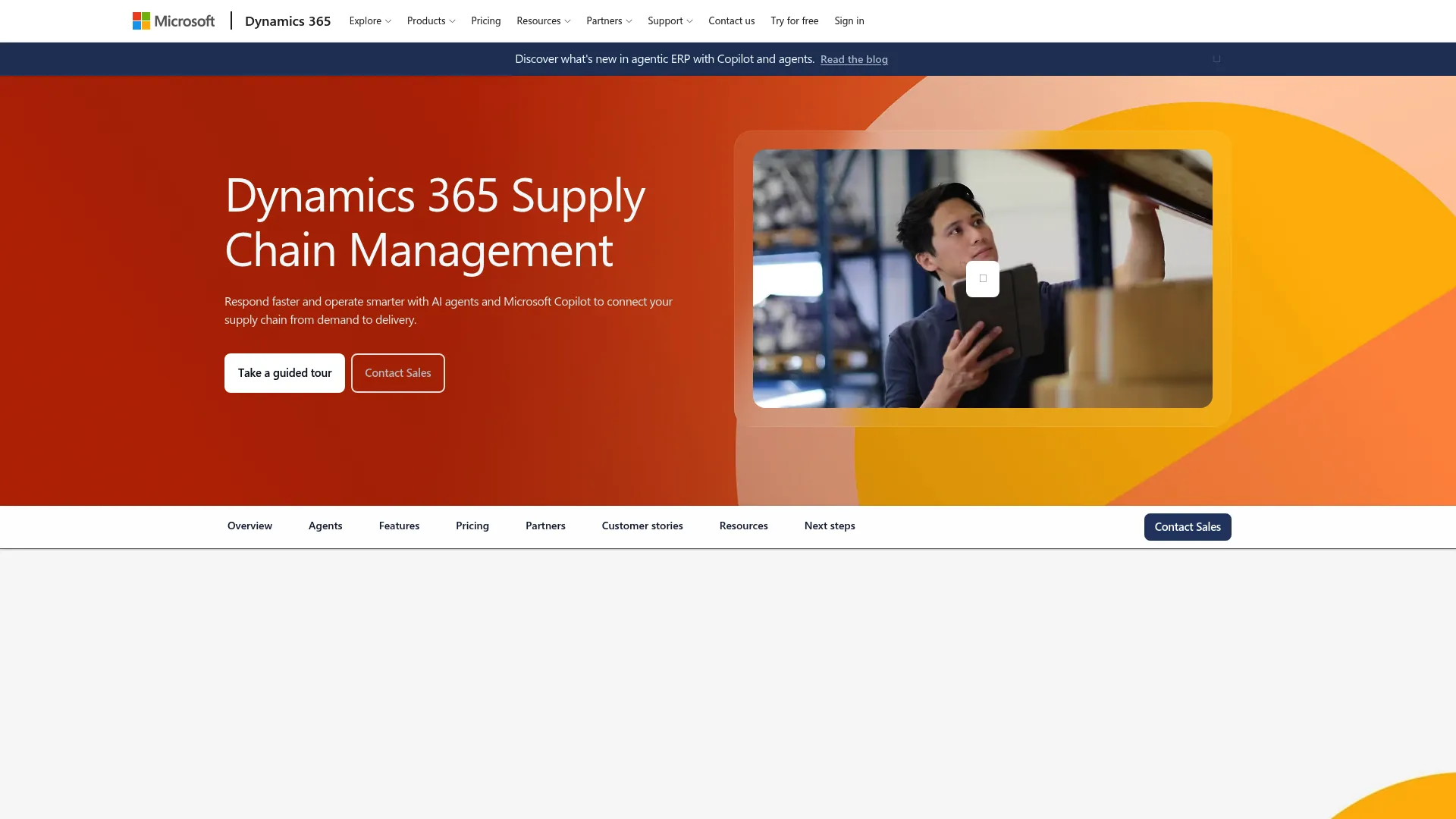 Microsoft Dynamics 365 Supply Chain Management homepage