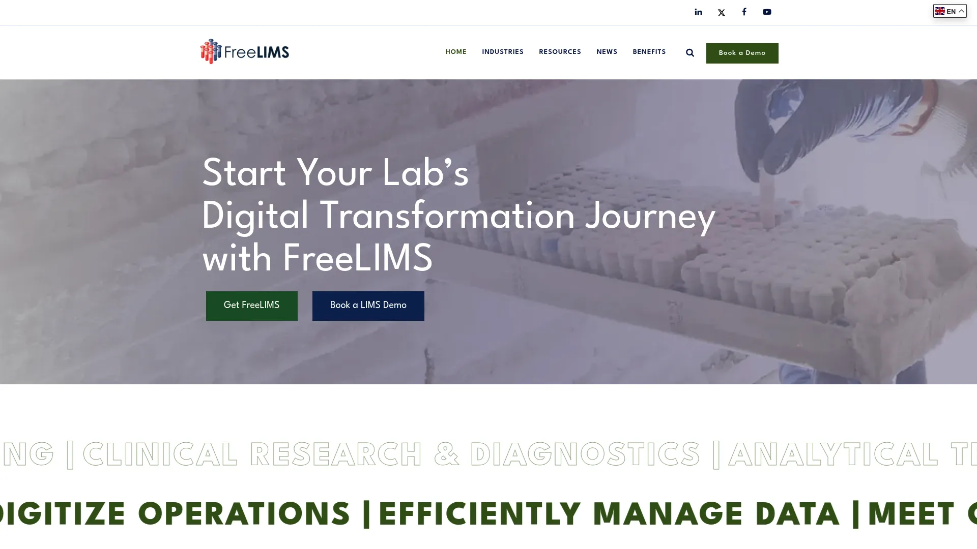 FreeLIMS homepage screenshot