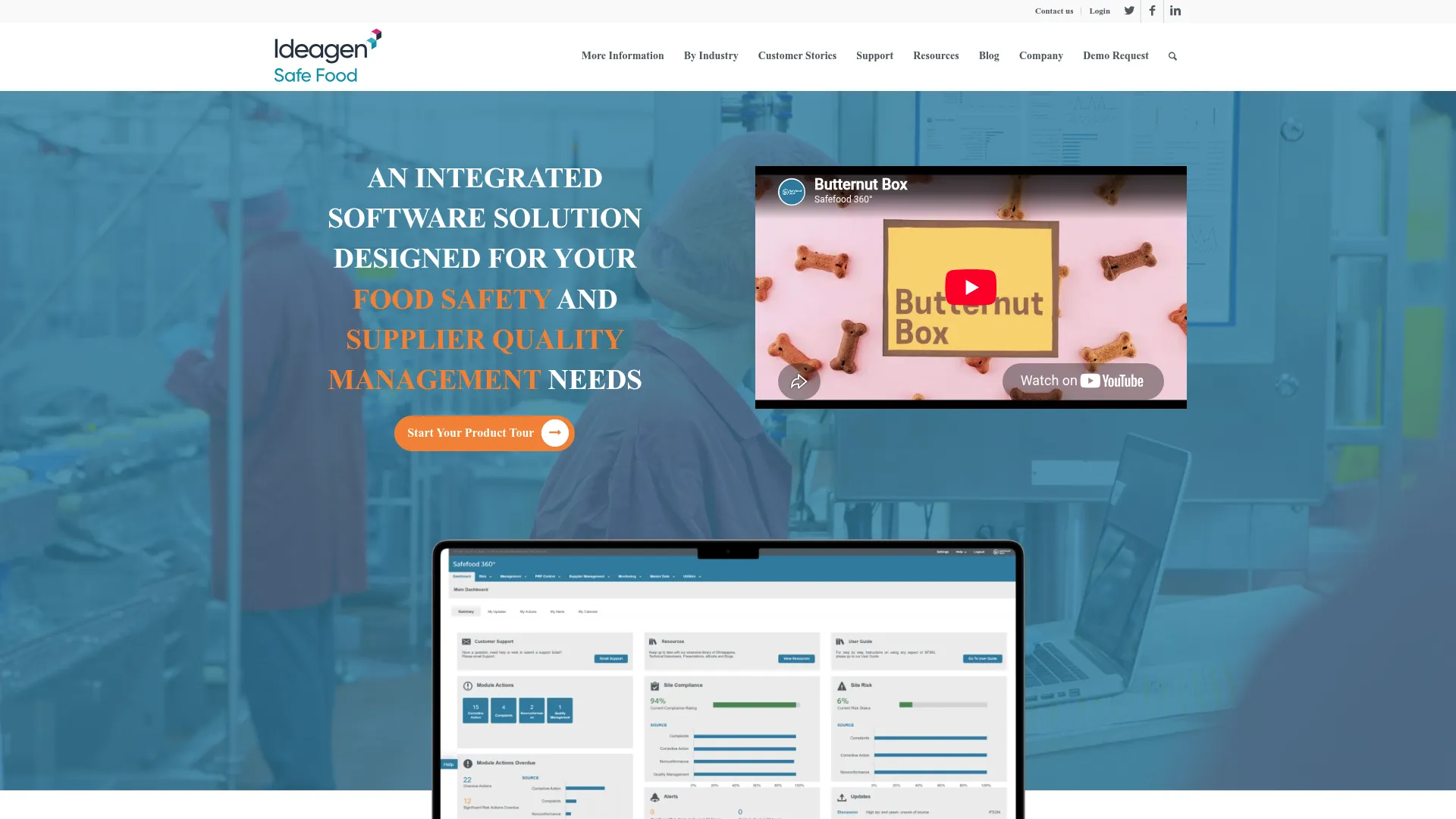 Safefood 360 food safety and supplier management software homepage