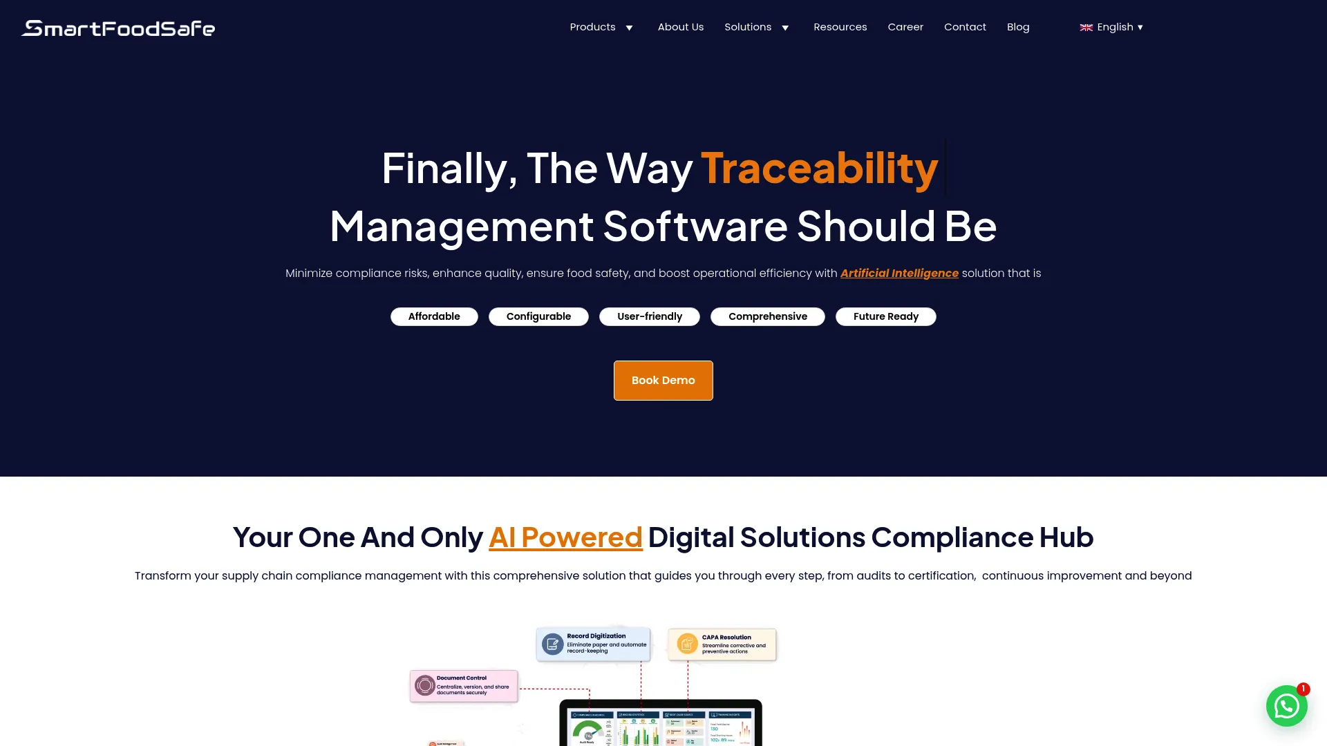 Smart Food Safe digital food safety and compliance software homepage