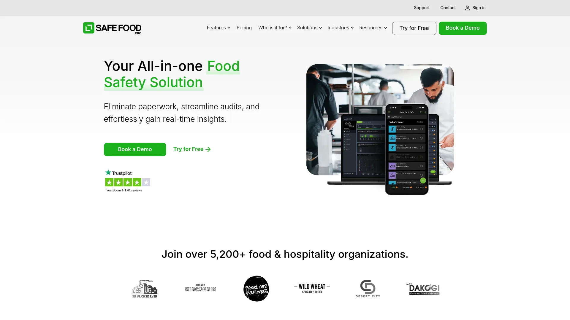 Safe Food Pro paperless food safety management software homepage