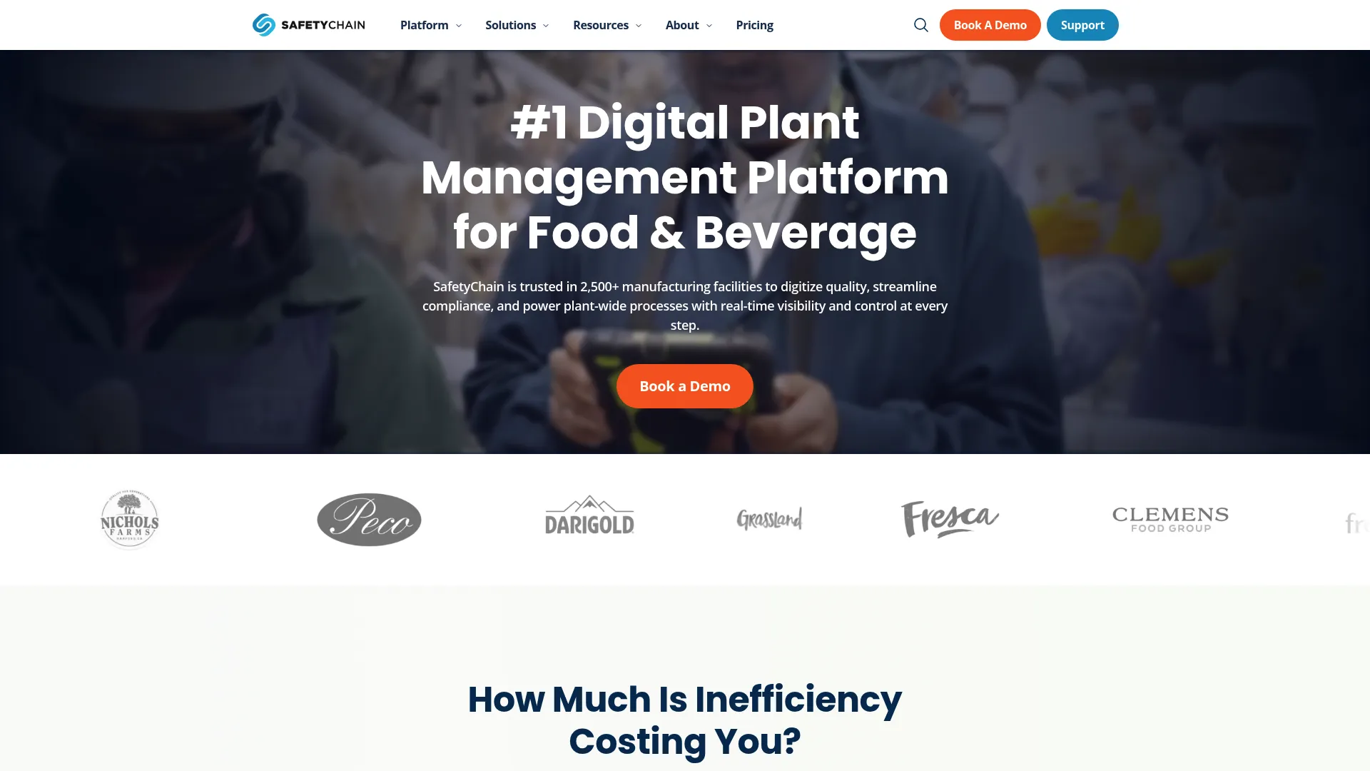 SafetyChain digital plant management software homepage