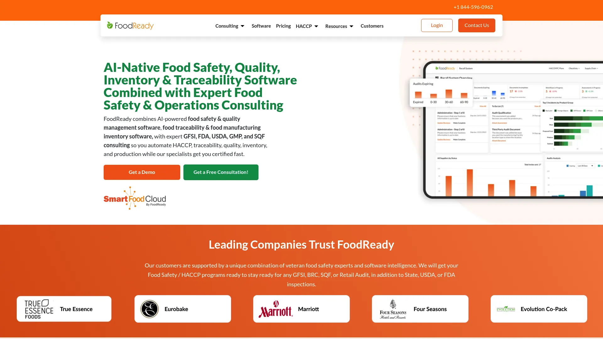 FoodReady food safety and traceability software homepage