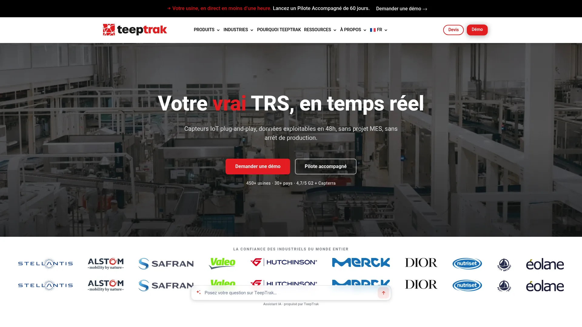 TEEPTRAK real-time OEE monitoring dashboard