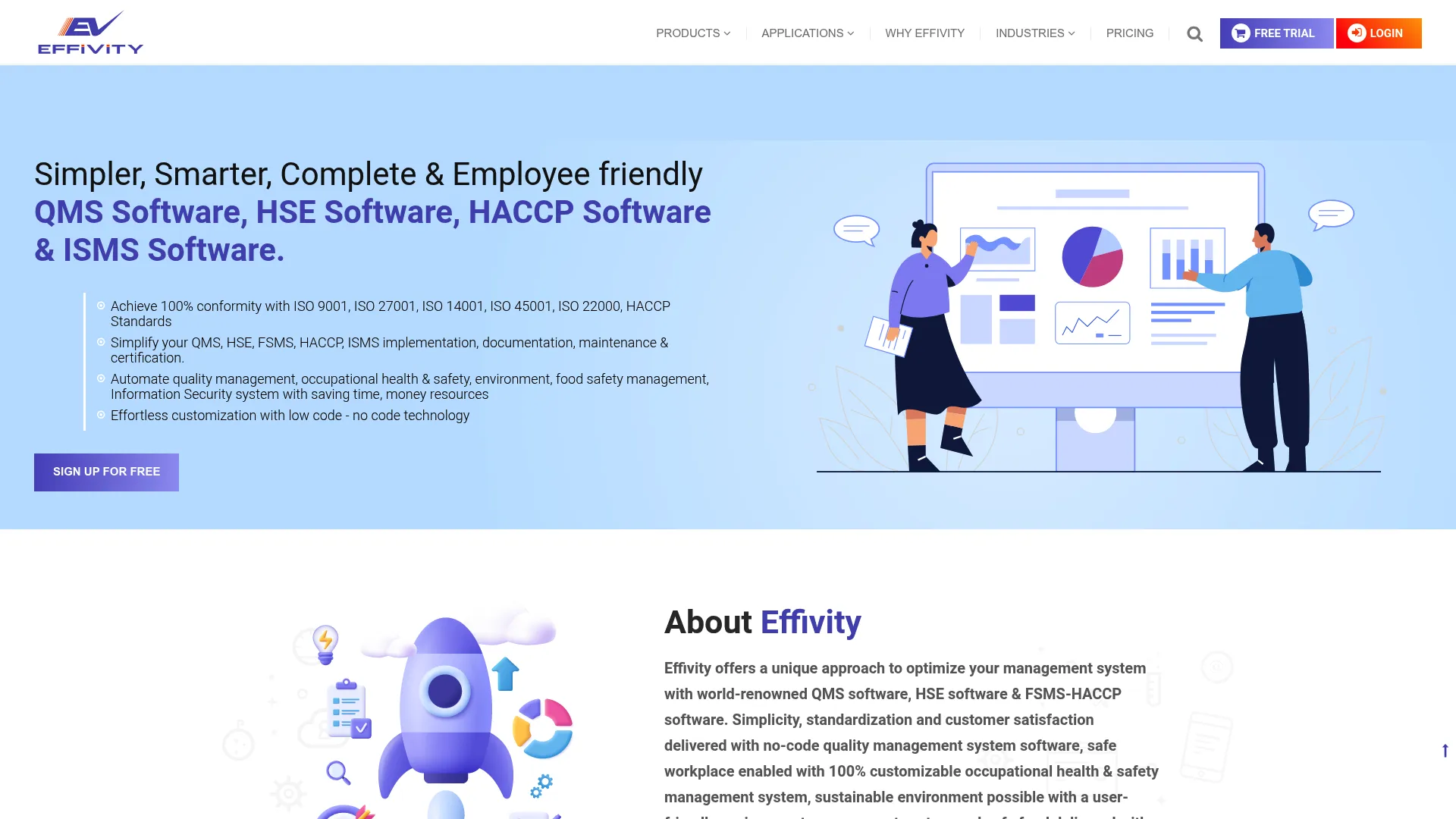 Effivity cloud-based QHSE and ISO compliance software interface