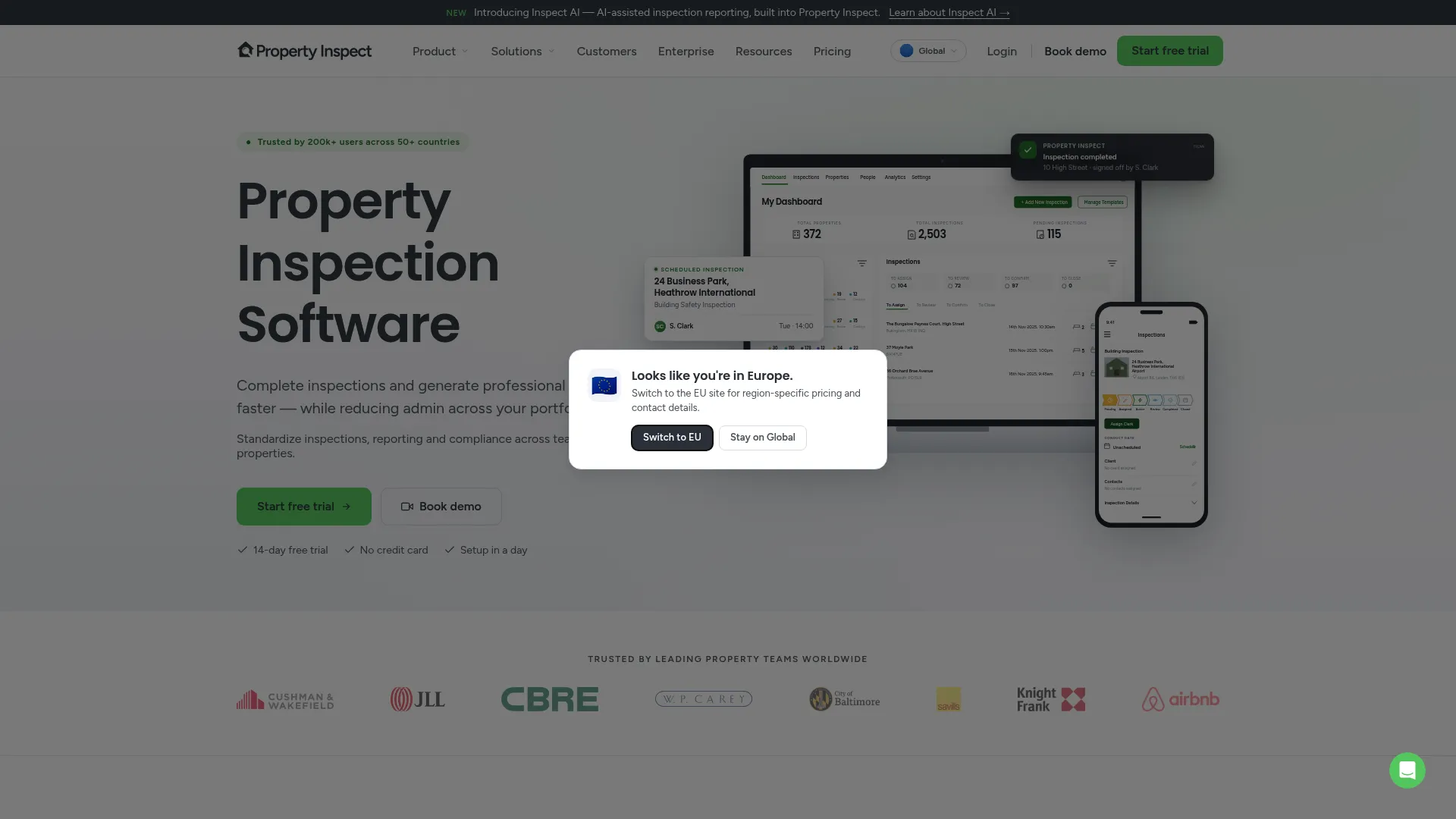 Property Inspect inspection software homepage